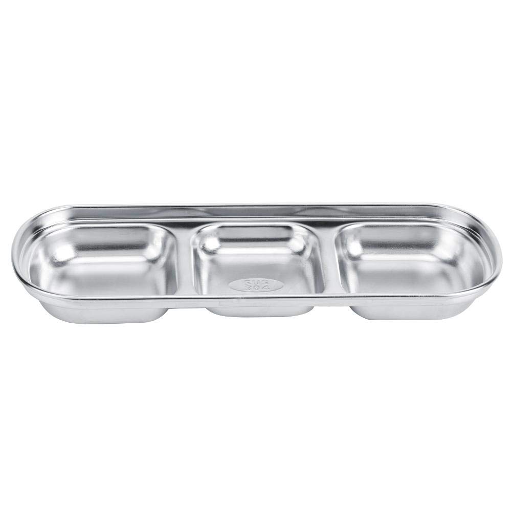 Haofy 3-Grid Stainless Steel Dipping Bowls - Deep Condiment Dishes for Sauce, Vinegar, Ketchup & BBQ | Perfect for Restaurants, Home Kitchens & Outdoor Grilling