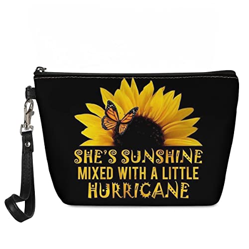 Mumeson Yellow Makeup Bag & Slim Passport Holder - Stylish Cosmetic Organizer with Zipper, Sunflower Design Inspirational Quote Wallet - Perfect for Travel, Daily Use & Gift Giving