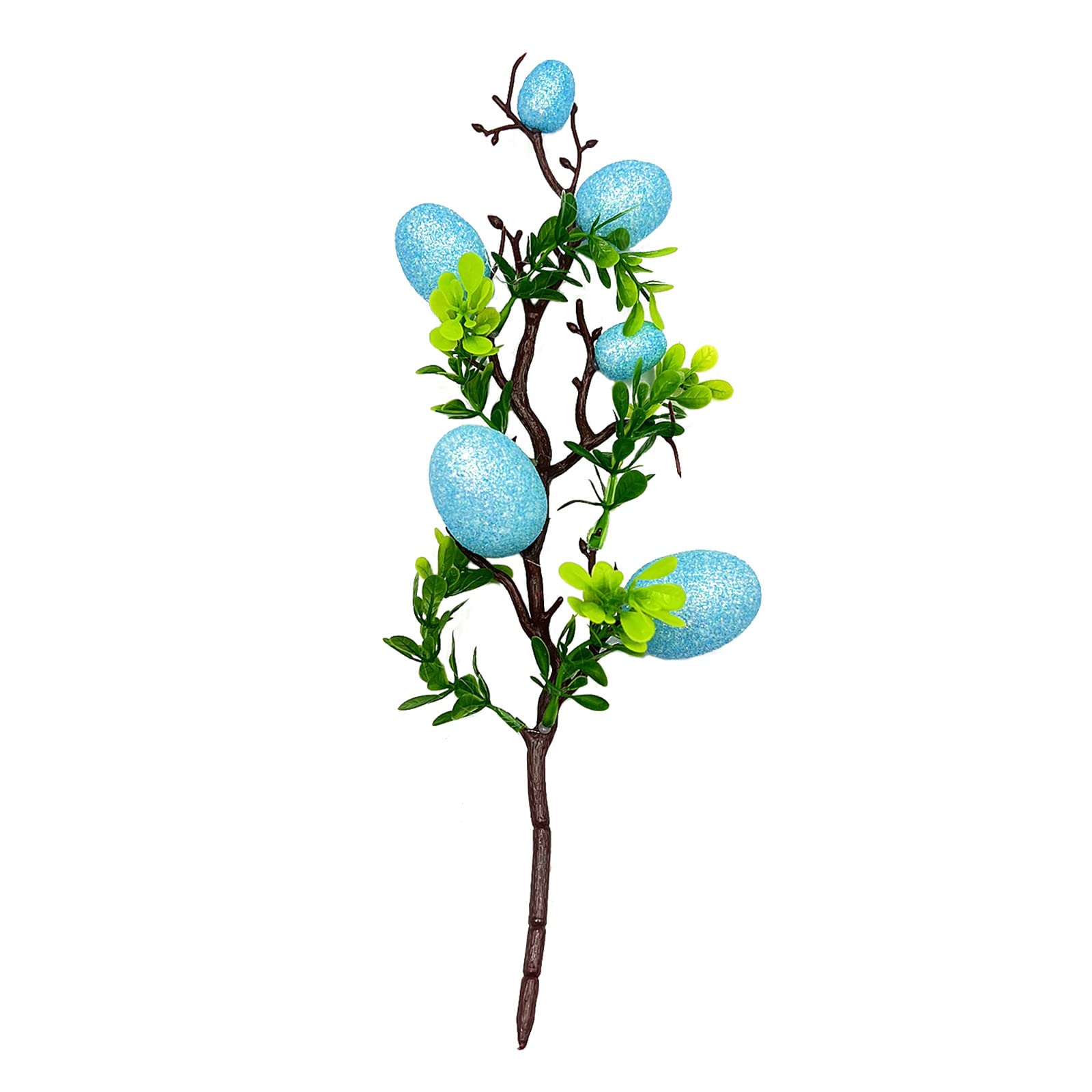 SAHLA 3-Piece Easter Egg Flower Picks Set - Colorful Glitter Easter Tree Branches with Green Leaves & Foam Eggs for Spring Floral Arrangements, Wreaths, Centerpieces - Perfect for Easter Decor, Home Party, Table Decorations & Holiday Celebrations