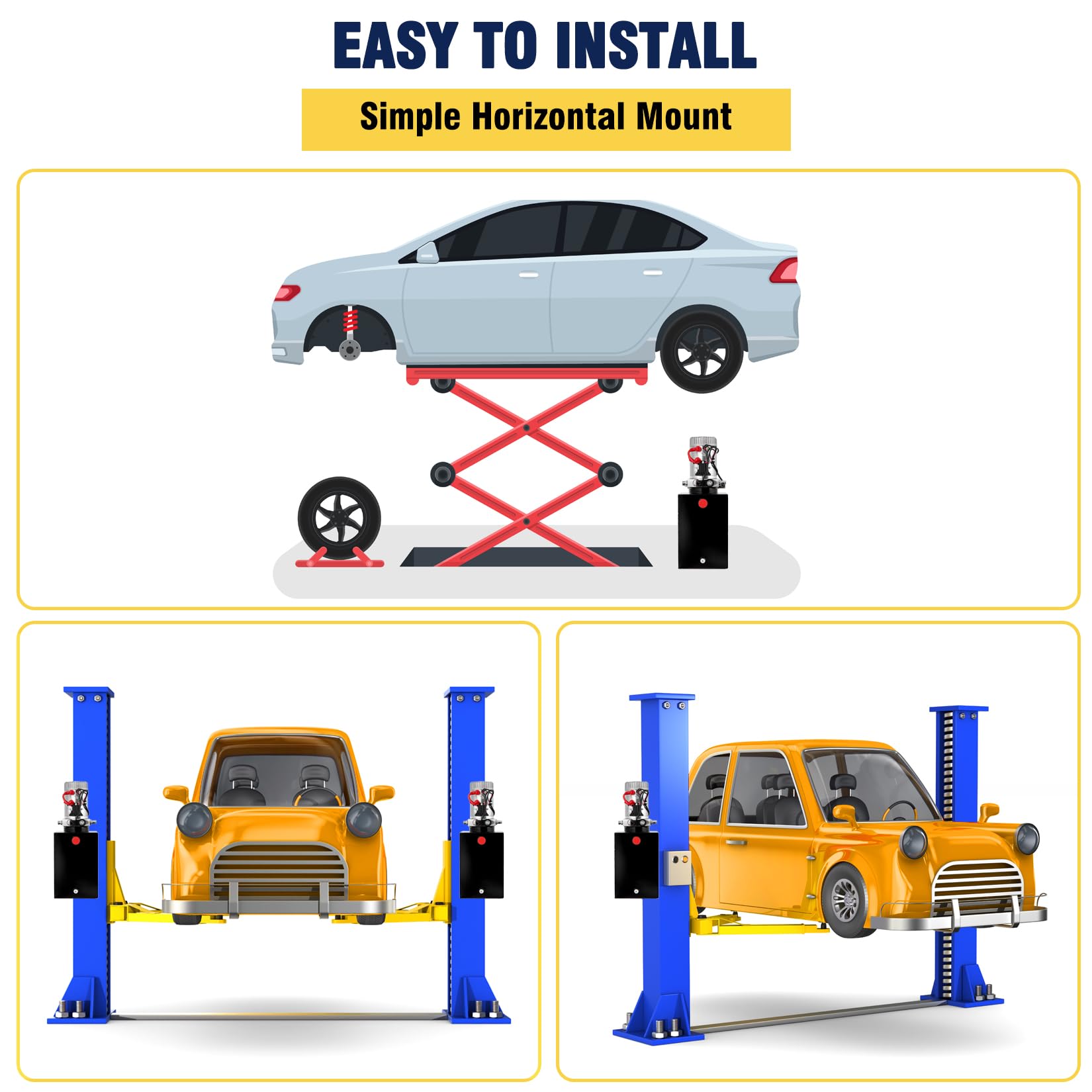 **12V Hydraulic Power Unit 13 Quart - Single Phase Car Lift Hydraulic Pump with 12L Steel Tank for Auto Repair & Garage Use**    **Use Cases:** Ideal for car lifts, automotive repair shops, garage maintenance, and vehicle servicing.