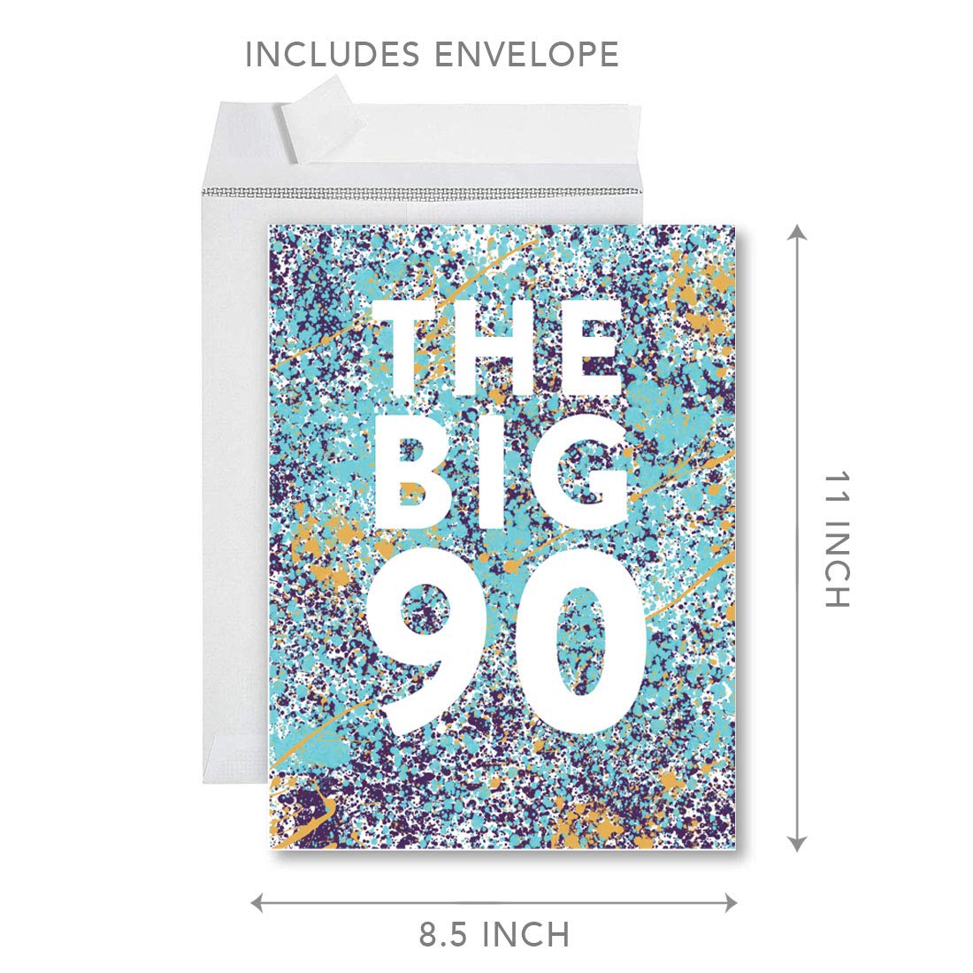 Funny Jumbo Birthday Card for 90th Birthday - 8.5x11 Inch Greeting Card with Envelope - Perfect for Milestone Celebrations & Humorous Gifts