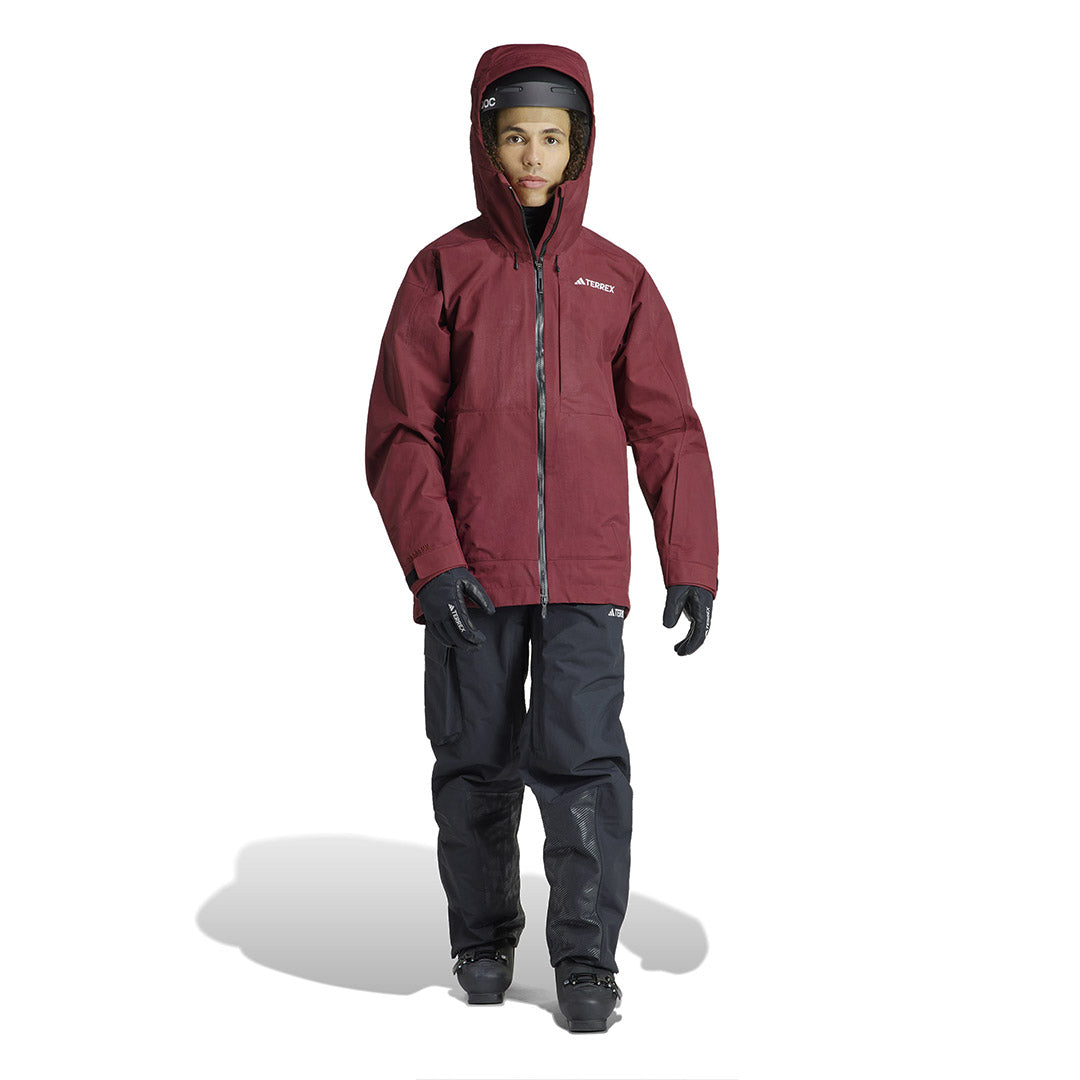 Adidas Men's Terrex Techrock 3 Layer Waterproof Hiking Jacket - Recycled Nylon Rain-Ready Outdoor Shell for Camping & Mountain Climbing (IB4219)