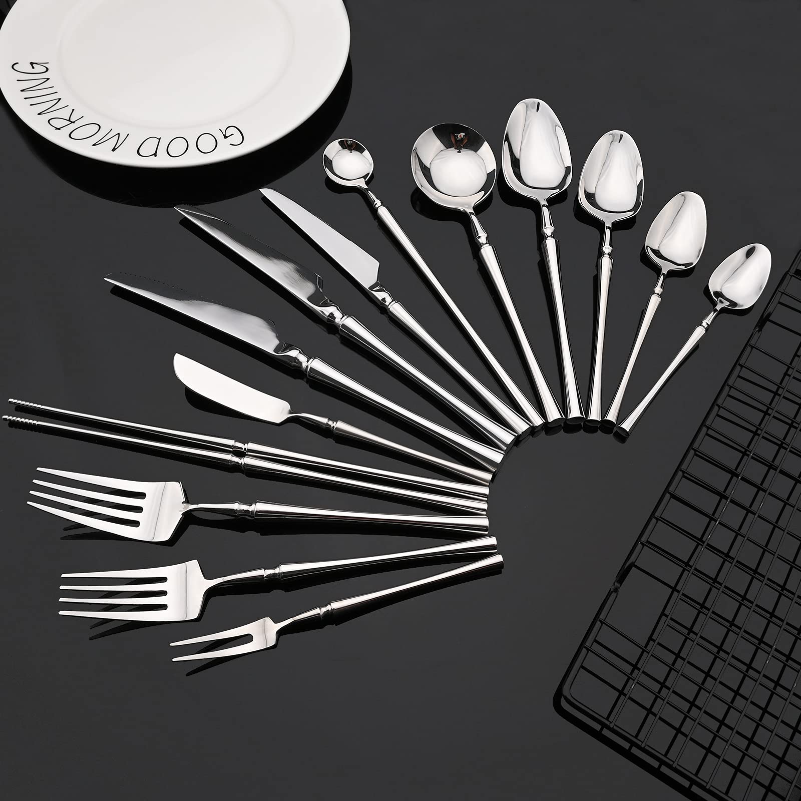 JASHII Set of 4 Stainless Steel Dessert Forks - 5.7 Inch Mini Salad & Fruit Forks for Cake, Appetizers, Cocktails - Perfect for Home, Party, Travel & Picnics (304 Stainless Steel)