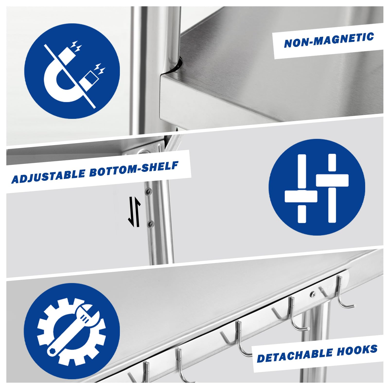 30x18x33 Inch NSF Certified Stainless Steel Prep Table - Heavy Duty Commercial Kitchen Work Table for Restaurant, Home & Food Prep - Perfect for Small Spaces & Kitchen Expansion