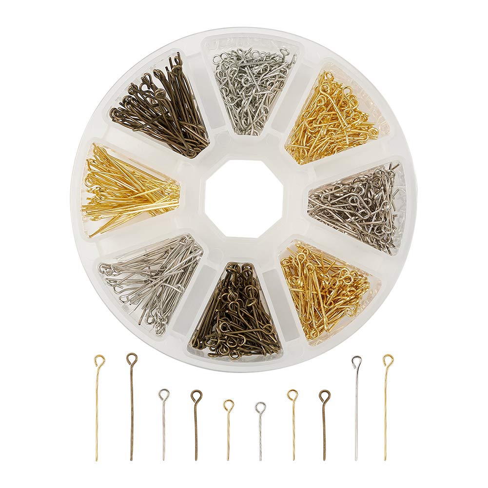 Craftdady 650pcs Mixed Color Open Eye Pins 16-30mm Iron Head Pins for Jewelry Making - 2mm Hole Size - Perfect for DIY Earrings, Necklaces & Bracelets
