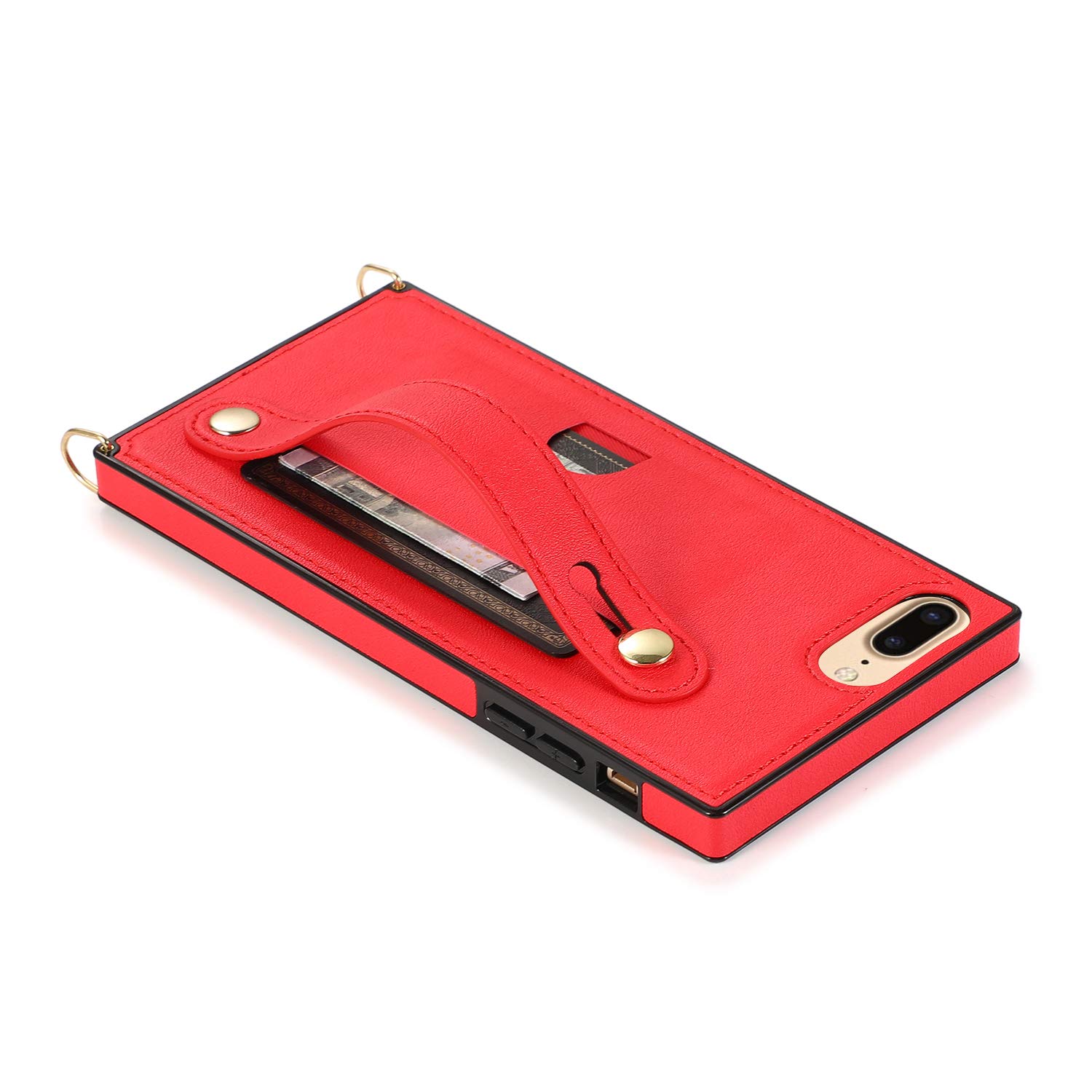 Shockproof Crossbody Phone Wallet Case for iPhone 6/6s - Full Body Protection with Kickstand, Finger Strap & Card Holder (Red) | Perfect for Travel, Shopping & Hands-Free Convenience