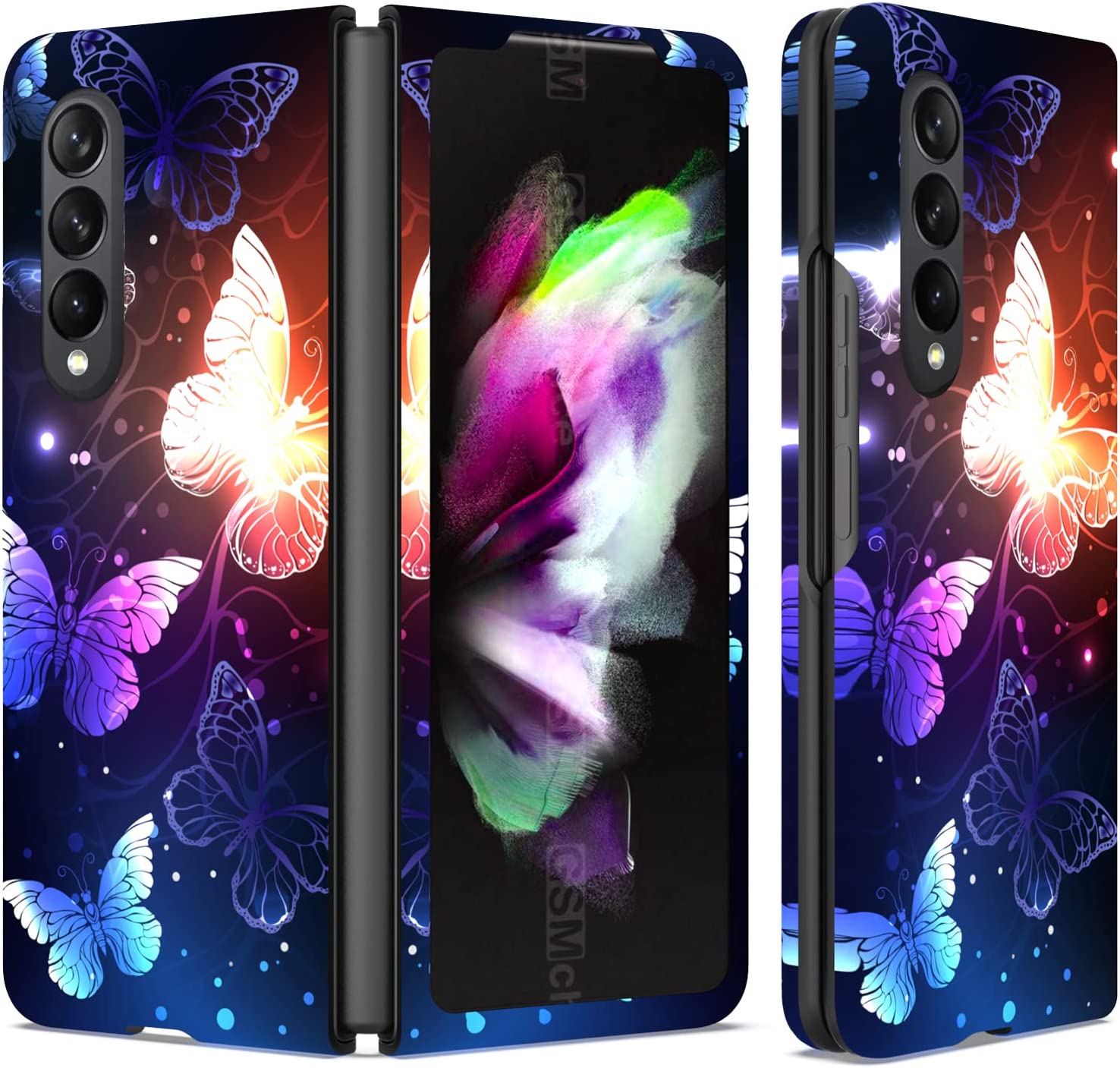 Samsung Galaxy Z Fold 4 Case with Glowing Butterfly Design - Slim Protective Cover for Z Fold 4 Phone - Perfect for Work, Travel, and Everyday Use