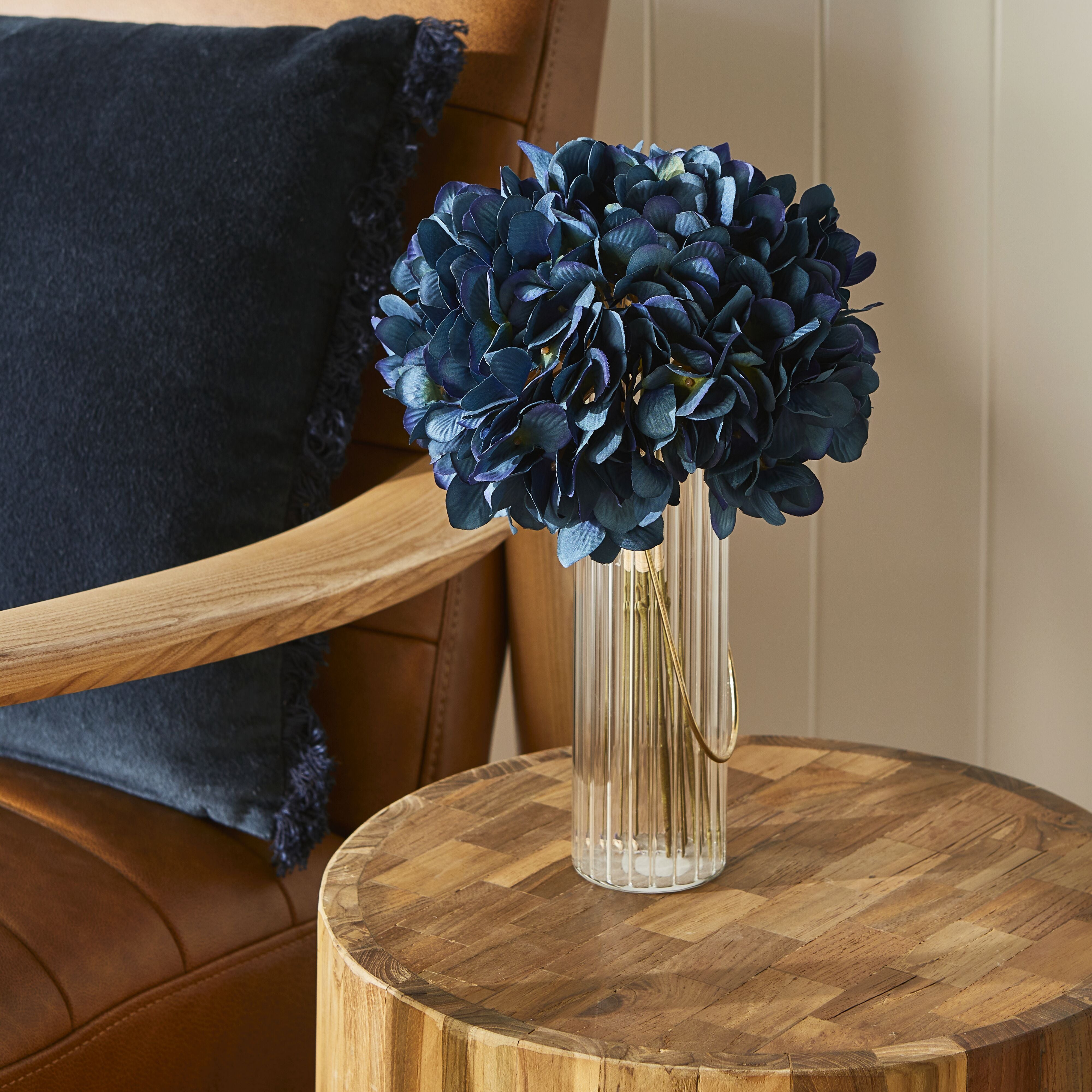 5 Pack Artificial Acacia Hydrangea Bush - 30cm Petrol Blue Faux Flowers for Home Decor, Wedding Centerpieces, and Office Arrangements