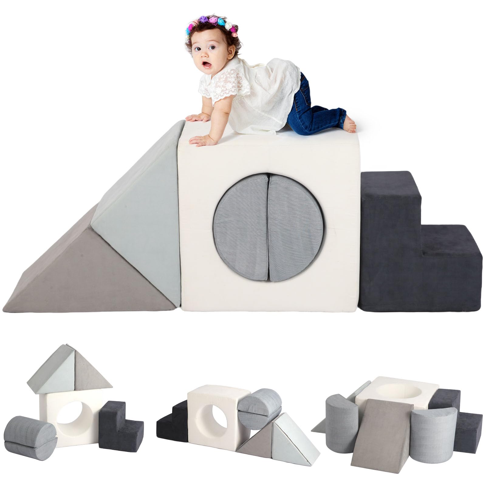 **Asweets Soft Foam Climbing Blocks for Toddlers 1-3 Years – 6-Piece Play Set for Indoor & Outdoor Use – Safe, Non-Toxic Baby Climbing Toys for Crawling, Playtime & Motor Skill Development**    *(Perfect for Playrooms, Daycares, Nursery & Safe Toddler Exploration at Home)*