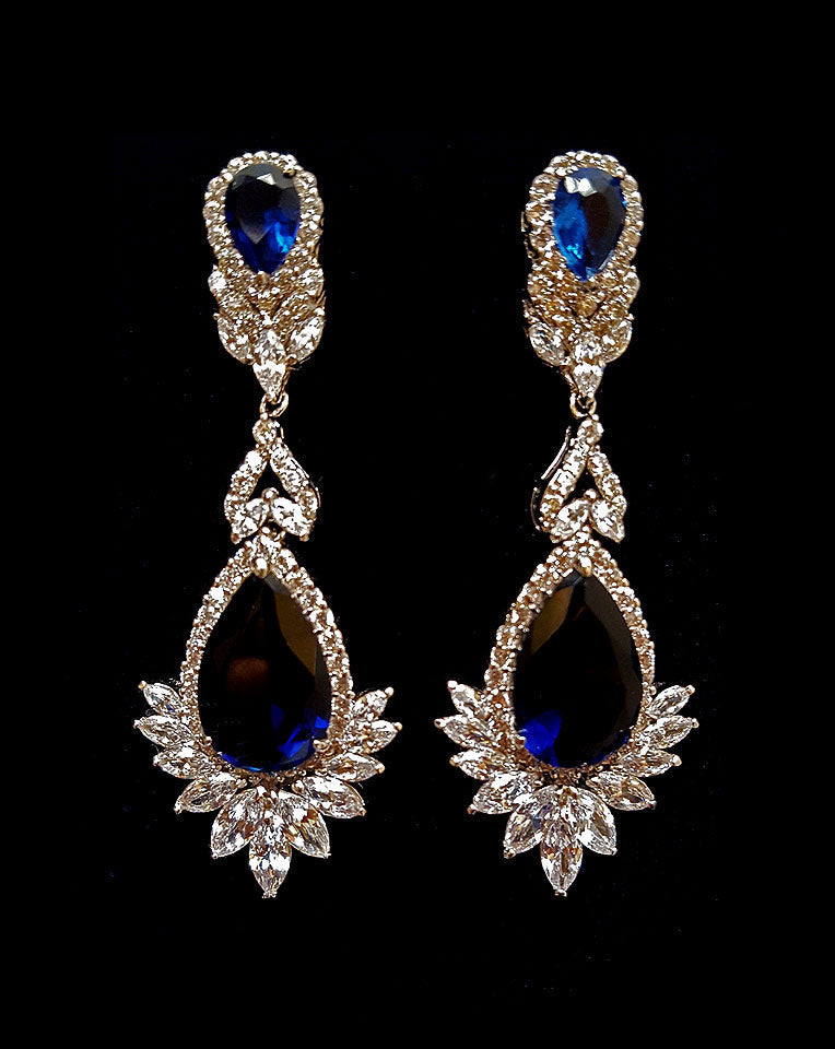 Exclusive Kezani Classic Clear Crystal Statement Earrings | Elegant Dangle Drop Earrings for Women | Perfect for Weddings, Parties & Special Occasions