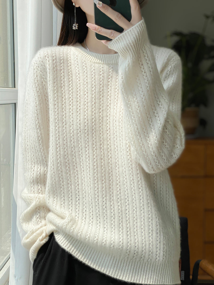 Women's Casual Solid O-Neck Knit Sweater for Fall - Cozy & Stylish Pullover for Autumn Outfits, Work, and Weekend Wear