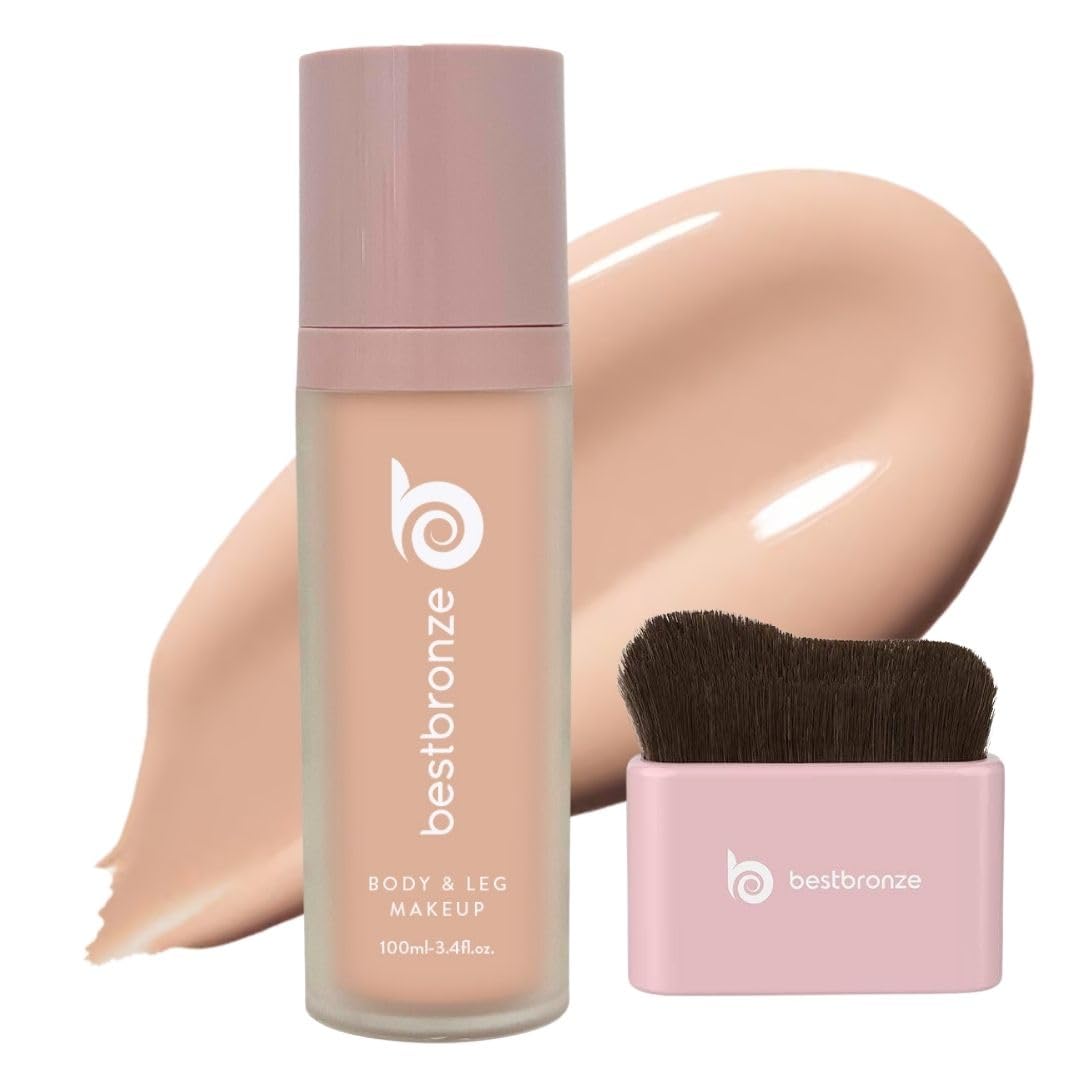 Best Bronze Bombshell Waterproof Body & Leg Makeup Kit - Foundation Brush & Concealer Bundle for Flawless Coverage (NW10) | Perfect for Tan Lines, Scars, Varicose Veins & Special Occasions