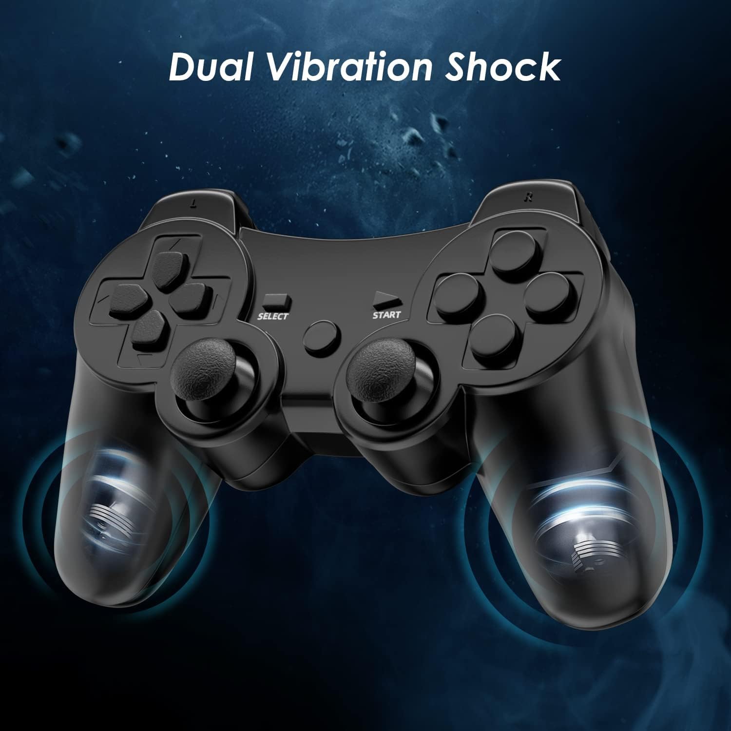 2 Pack CHENGDAO Wireless PS3 Controller for PlayStation 3 - High Performance Gamepad with Dual Shock Vibration & Motion Sensing (Black) | Perfect for Gaming, Streaming & Multiplayer Sessions