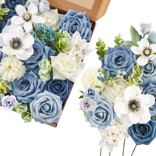 Blooming Dusty Blue White