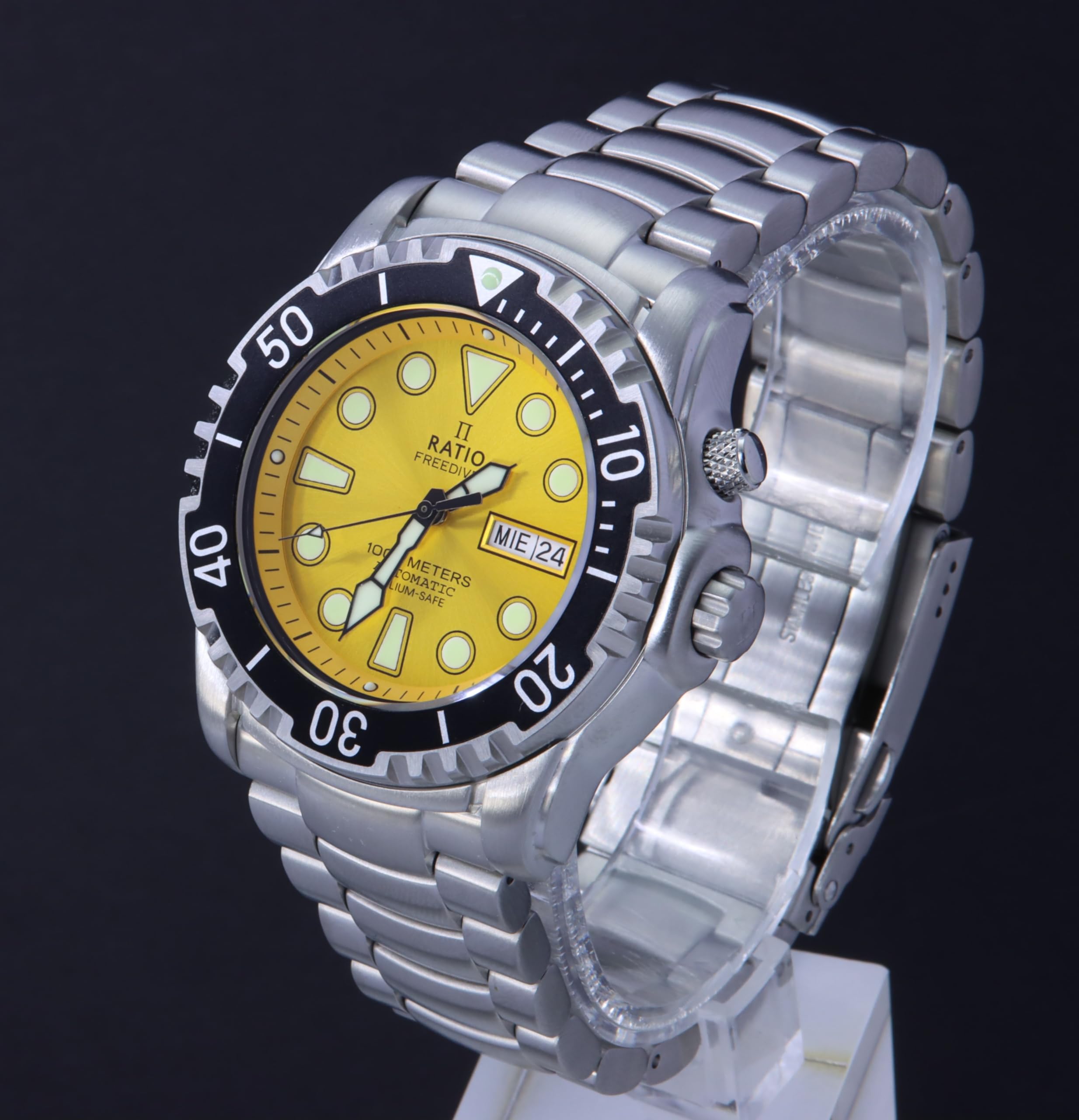 RATIO FreeDiver Helium-Safe Automatic Diving Watch for Men - 1000M Water Resistant, Sapphire Crystal, Professional Dive Watch | Perfect for Scuba Diving, Deep Sea Exploration & Water Sports