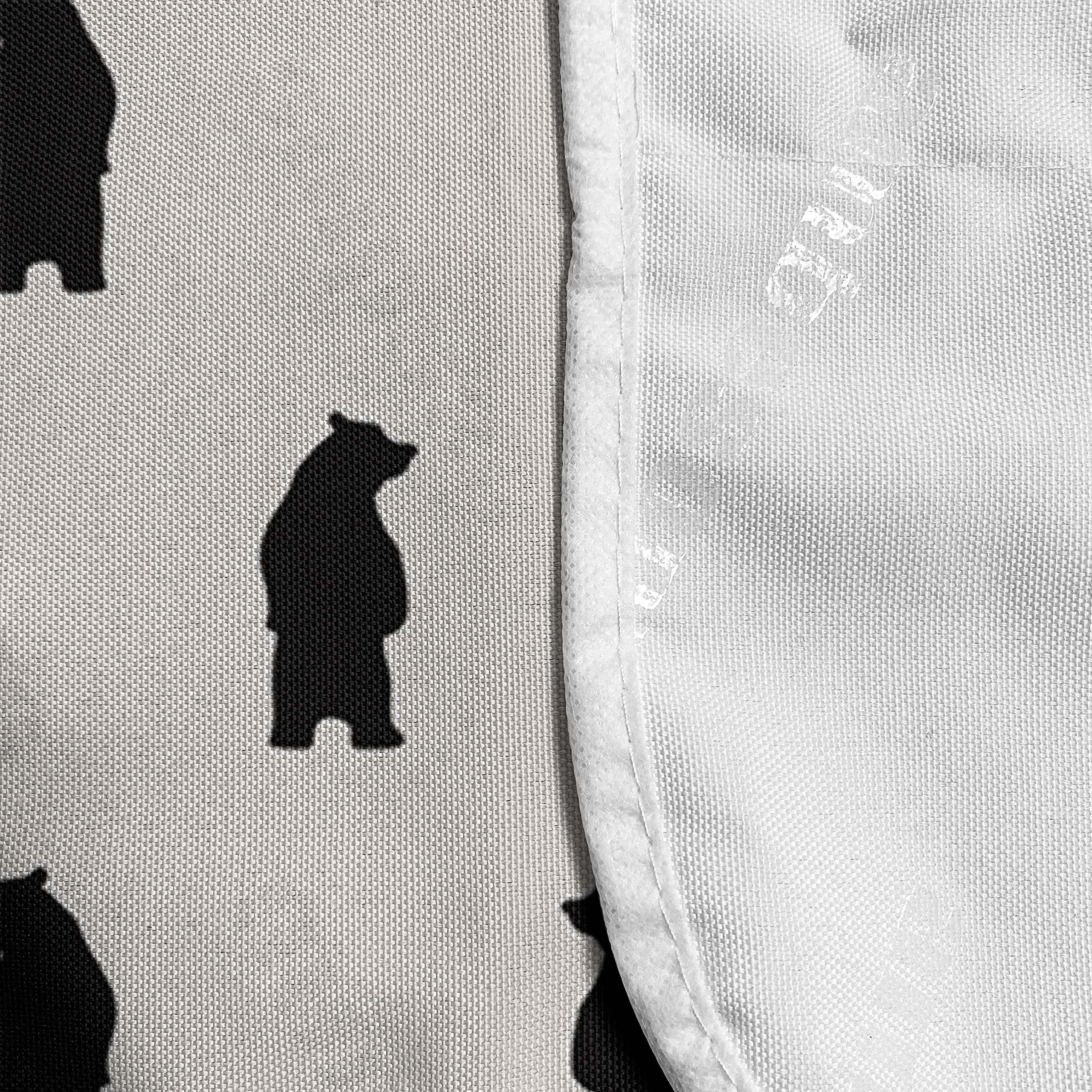Ambesonne Animal Microwave Cover - Bear Silhouette Abstract Print, Waterproof Kitchen Organizer with Pockets, 36 x 12 Inches, Cream & Black - Perfect for Microwave Protection & Kitchen Decor