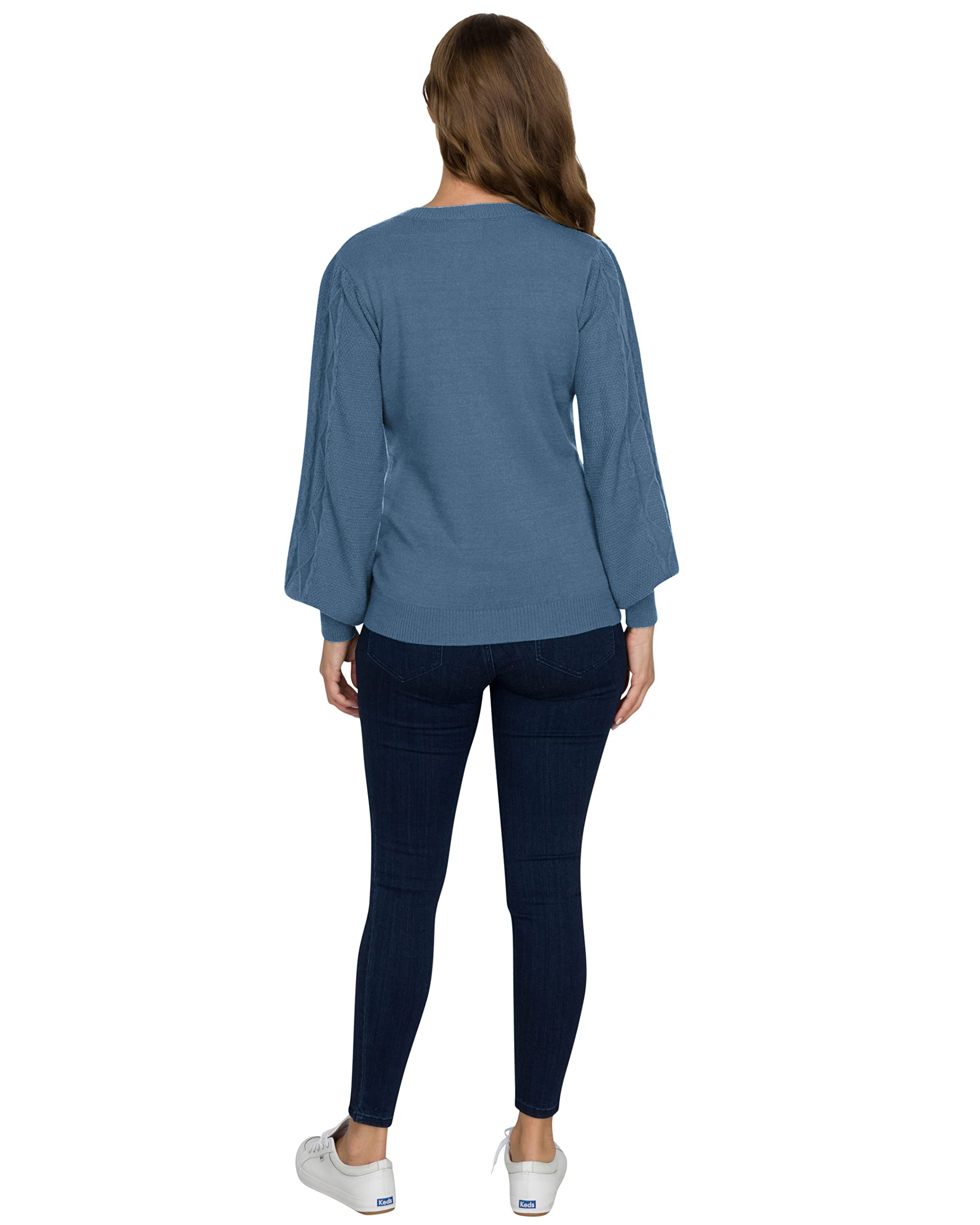 Eliana Cable Knit Sleeve Maternity Sweater - Soft Comfortable Pregnancy Sweater for Women - Cozy Winter Maternity Clothes for Work & Family Gatherings