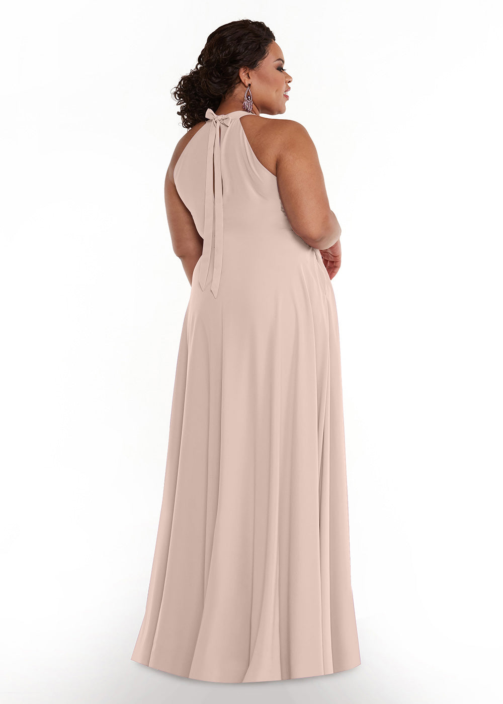Elegant 83002 Stretch Chiffon A-Line Bridesmaid Dress with Adjustable Halter Neck - Perfect for Weddings, Formal Events & Special Occasions