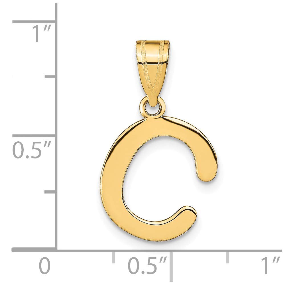 14K Yellow Gold Polished Bubble Letter C Initial Pendant Necklace for Women - Elegant Personalized Jewelry Gift for Birthday, Anniversary & Special Occasions