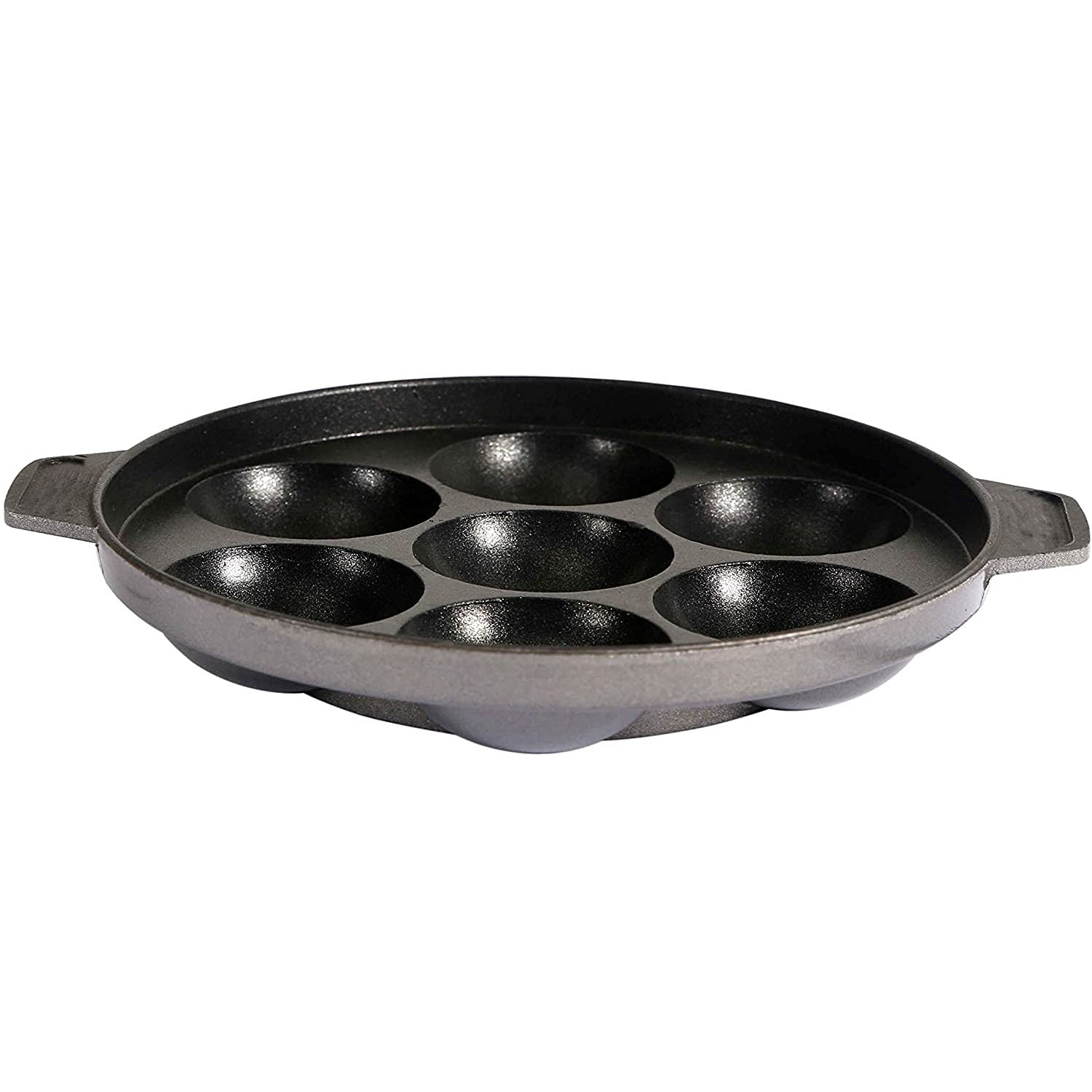 Non-Stick 7-Pit Appam Pan with Stainless Steel Lid - Premium Appam Maker for Indian Breakfast | Perfect for Making Appam, Paniyaram & Traditional South Indian Dishes at Home