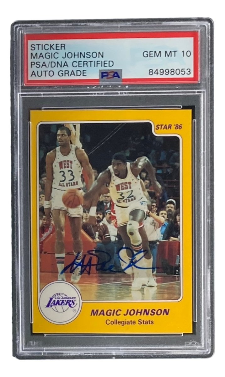 Magic Johnson Autographed 1986 LA Lakers #2 Star Trading Card - PSA/DNA Certified Gem Mint 10 - Perfect for NBA Memorabilia Collectors & Sports Fans Display