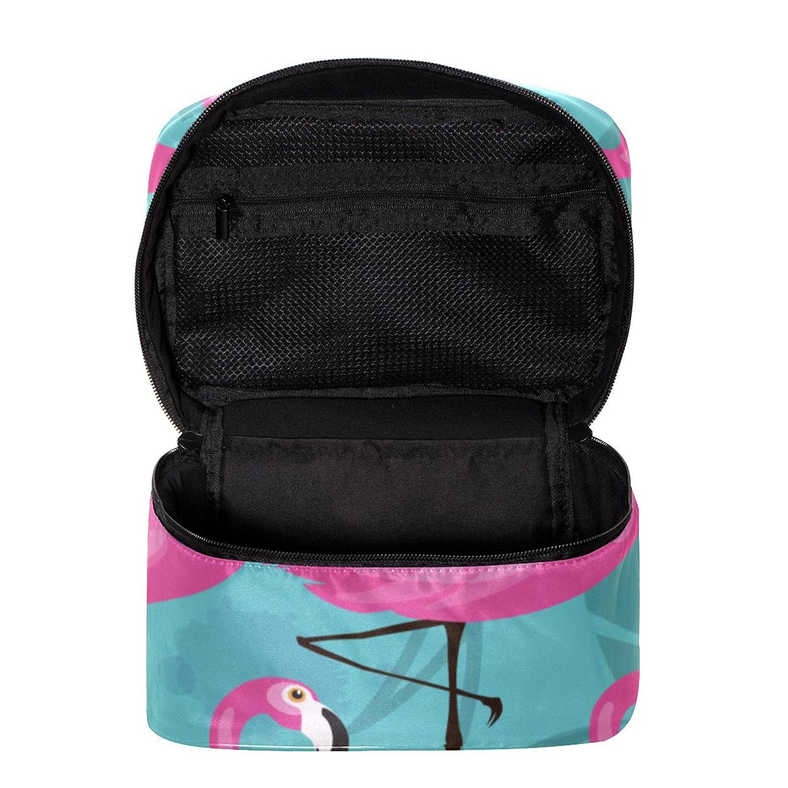 Large Pink Flamingo & Tropical Leaf Travel Makeup Bag - Waterproof Cosmetic Organizer with Zipper for Women & Girls | Perfect for Vacation, Beach Trips & Gym Essentials