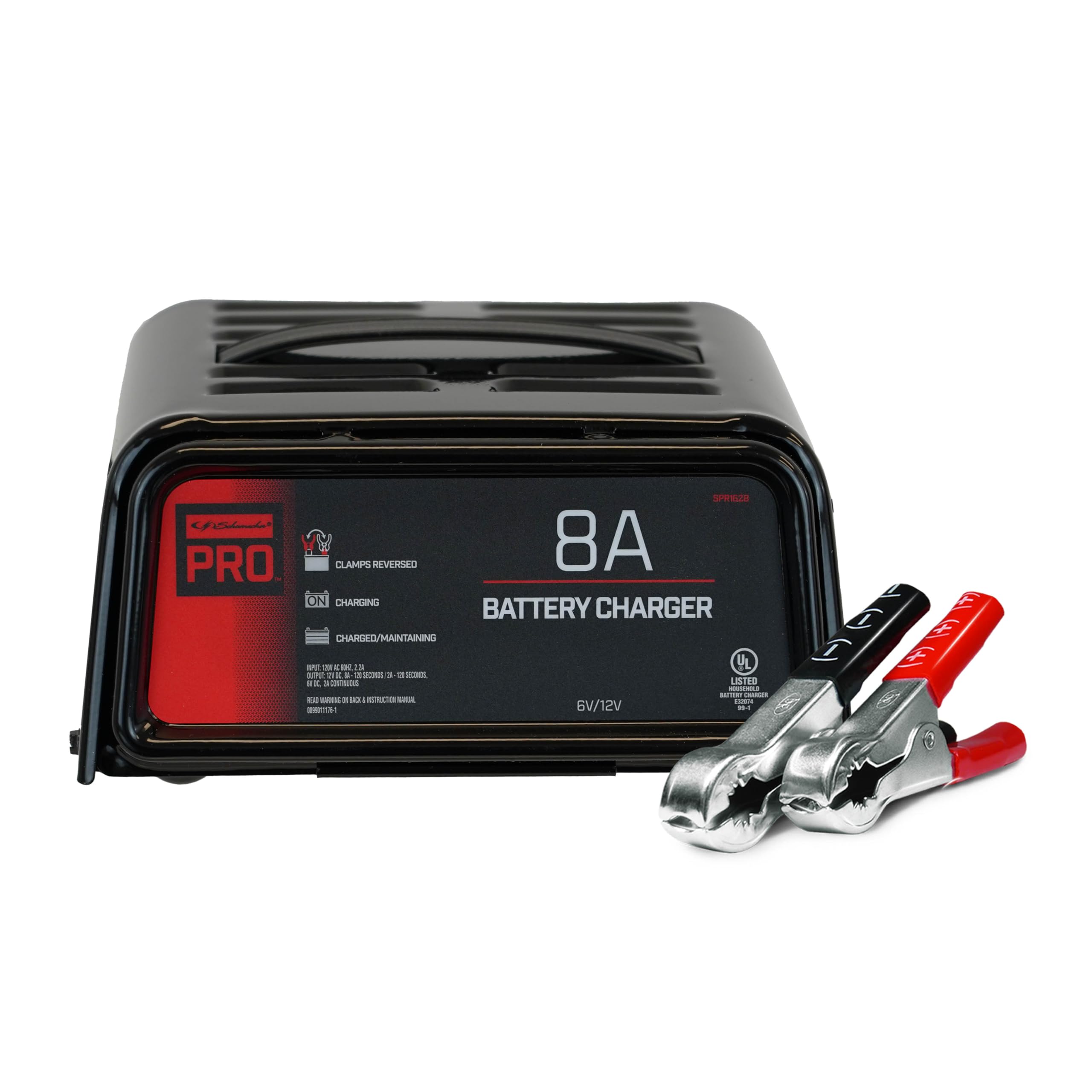 Schumacher SPR1628 3-in-1 8 Amp Fully Automatic Battery Charger & Maintainer - 6V/12V Compatible for Cars, Trucks, Motorcycles, ATVs, Boats & Marine Batteries | Ideal for Winter Storage, RV Maintenance & Power Sports Vehicles