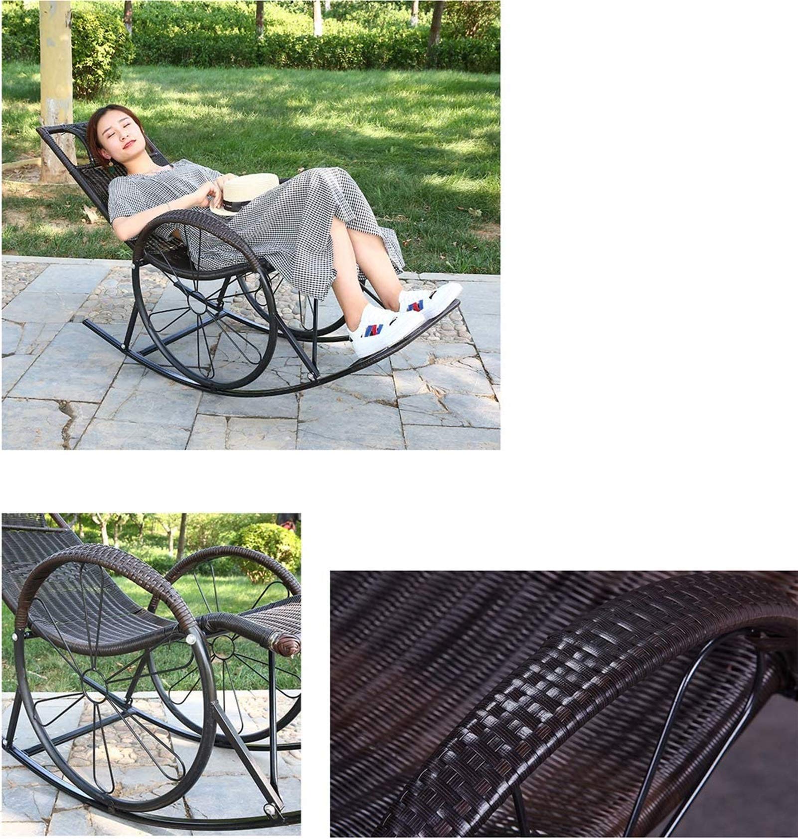 Lightweight Rocking Sun Lounger Chair with Footrest & Headrest - Portable Reclining Outdoor Chair for Garden, Patio, Lawn, Deck & Beach - Perfect for Sunbathing, Relaxing & Poolside Lounging