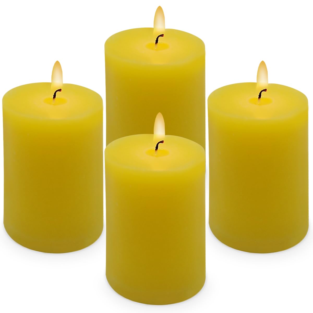 Citronella Scented Pillar Candles 4 Pack - 24hr Dripless for Patio & Garden