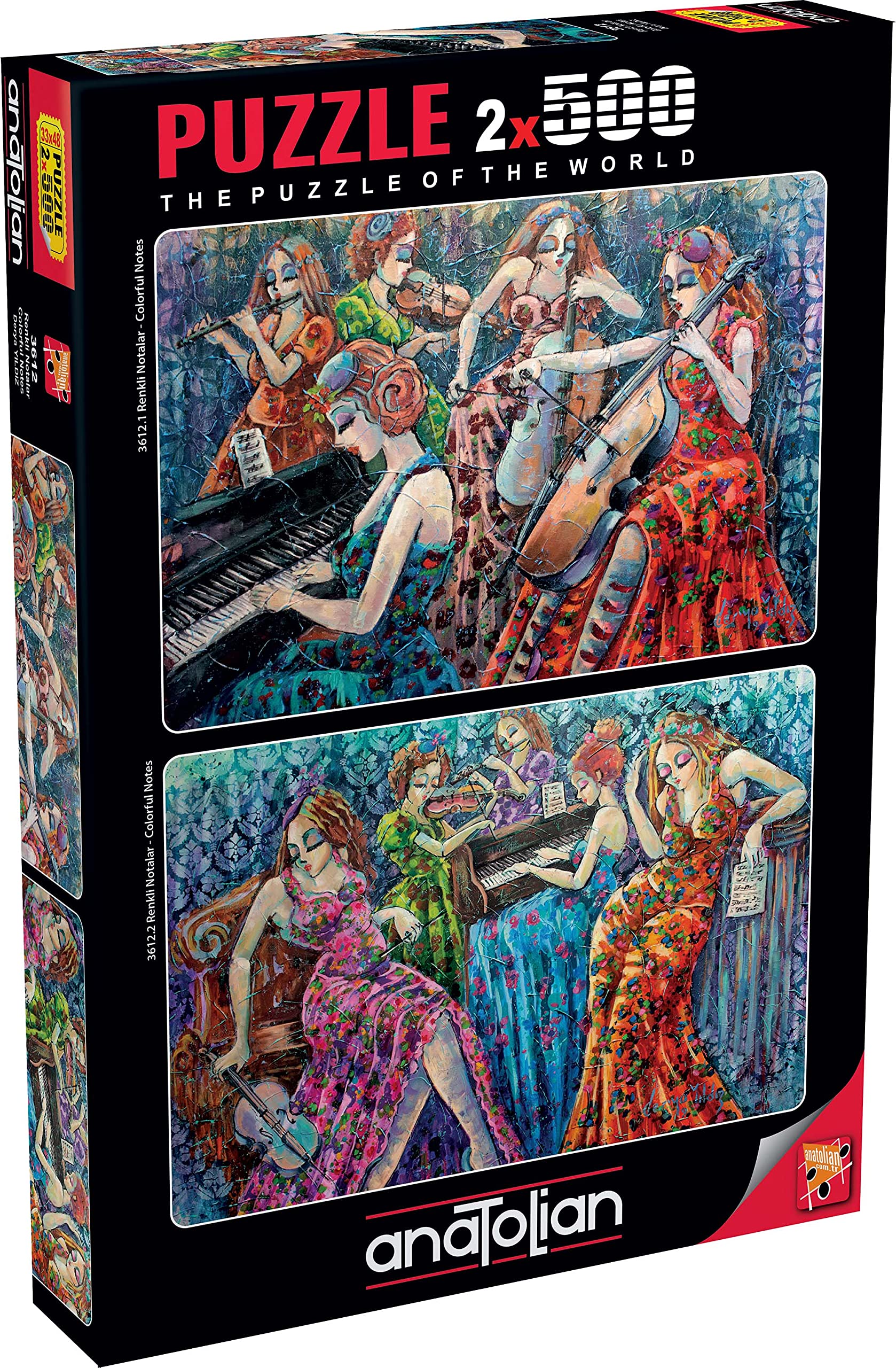 Anatolian Puzzle - Vibrant Colorful Notes 500 Piece Jigsaw Puzzle Set of 2 (#3612) | Perfect for Family Game Nights & Stress Relief Activities