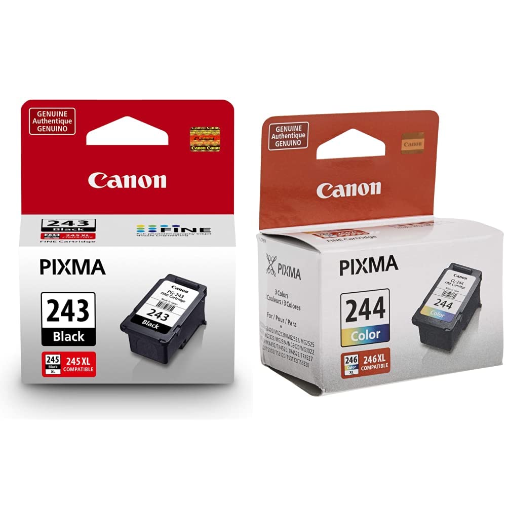 Canon PG-243 Black Ink Cartridge & CL244 Color Ink Combo Pack - Genuine OEM Ink for PIXMA Printers | High-Quality Printing for Home, Office & Photo Projects