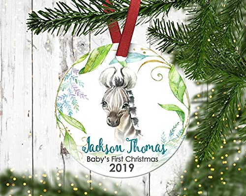 Personalized Baby Zebra Christmas Ornament - First Christmas Keepsake for Newborns & Infants - Perfect for Tree Decor, Gift Giving & Holiday Memories