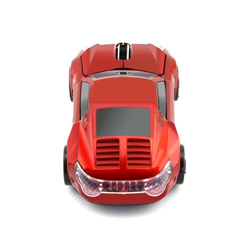 Wireless Car Mouse - 3D Optical Mouse for Desktop, Laptop & PC - 2.4GHz 1000DPI Computer Mouse (Red) | Perfect for Travel, Office & Gaming Use