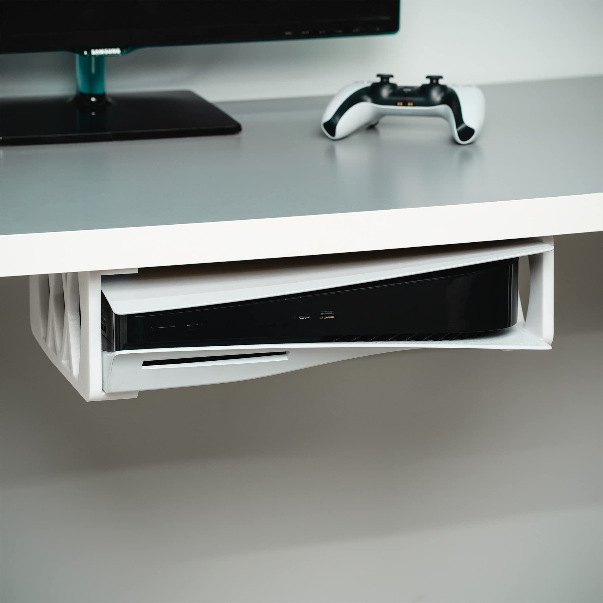 Glistco Stealth Mount for PS5 - White Disc Edition | Secure & Space-Saving Vertical Stand | Perfect for Gaming Setups & Small Spaces