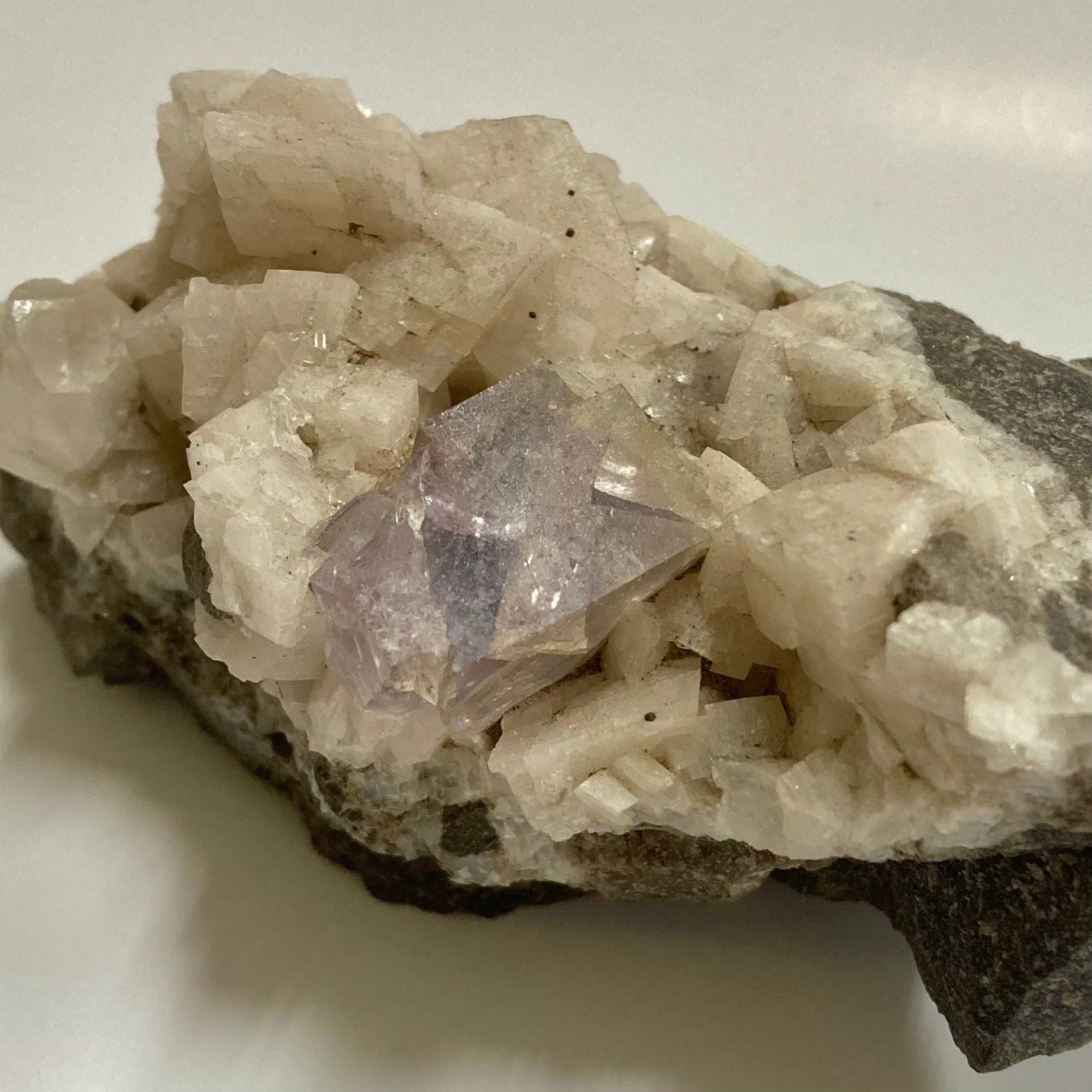 Natural Fluorite & Calcite on Dolomite Crystal Cluster - Healing Stone Collection for Meditation, Home Decor, and Spiritual Gifts