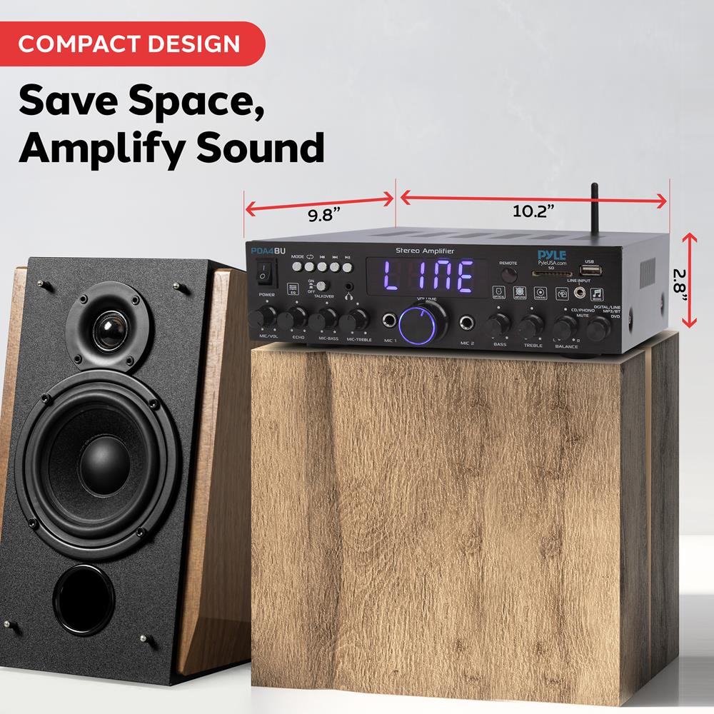 Wireless Bluetooth Stereo Amplifier Receiver - Hi-Fi Audio System for Home Theater, Speakers & Turntables | Perfect for Living Room, Bedroom & Office Music Setup
