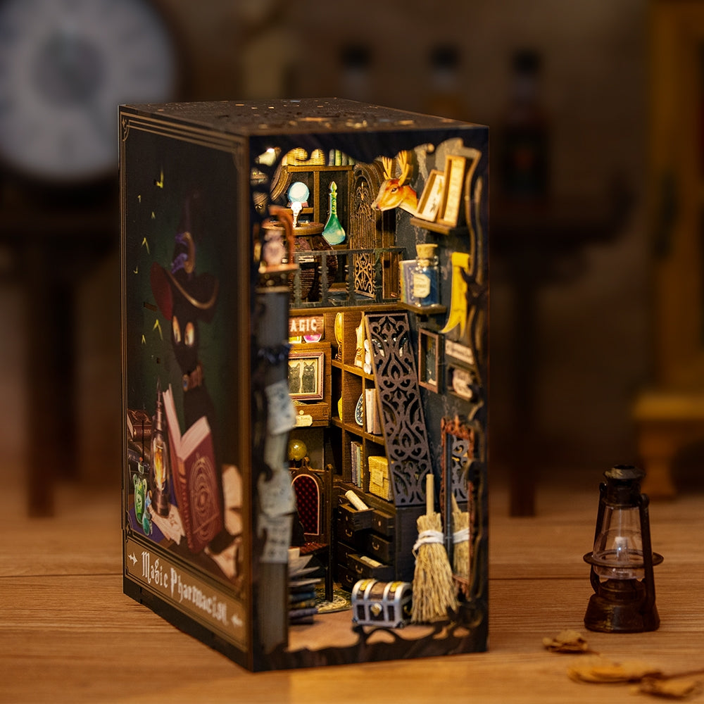 Magic Pharmacist Book Nook Kit with Dust Cover - DIY Miniature Bookshelf Decor for Home, Office & Gifts | Perfect for Book Lovers & Collectors