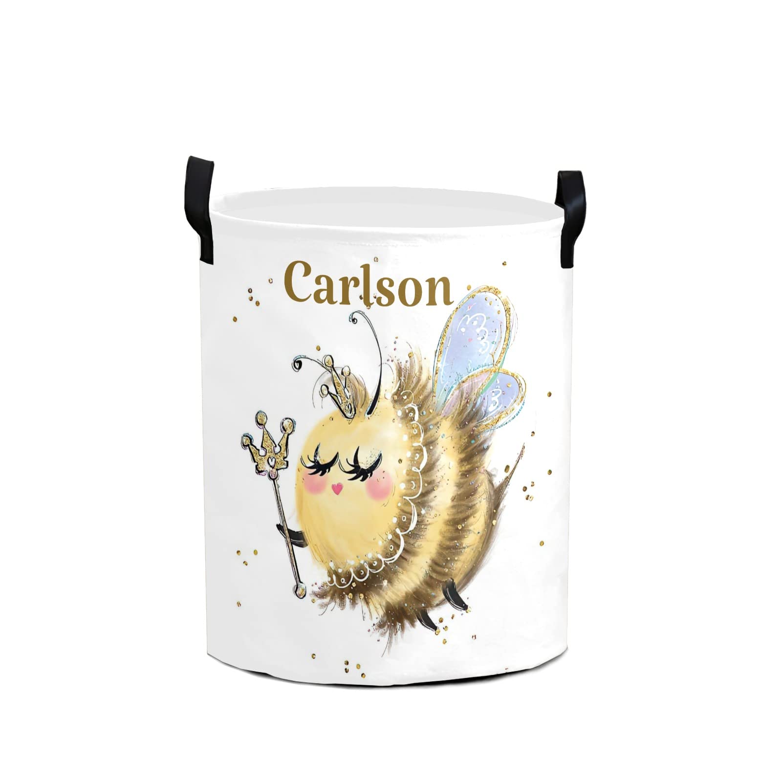 Personalized Butterfly Bee Laundry Basket with Name - Waterproof Foldable Storage Bin for Clothes, Towels & Toys - Perfect for Bathroom, Home, Office & Nursery Organization