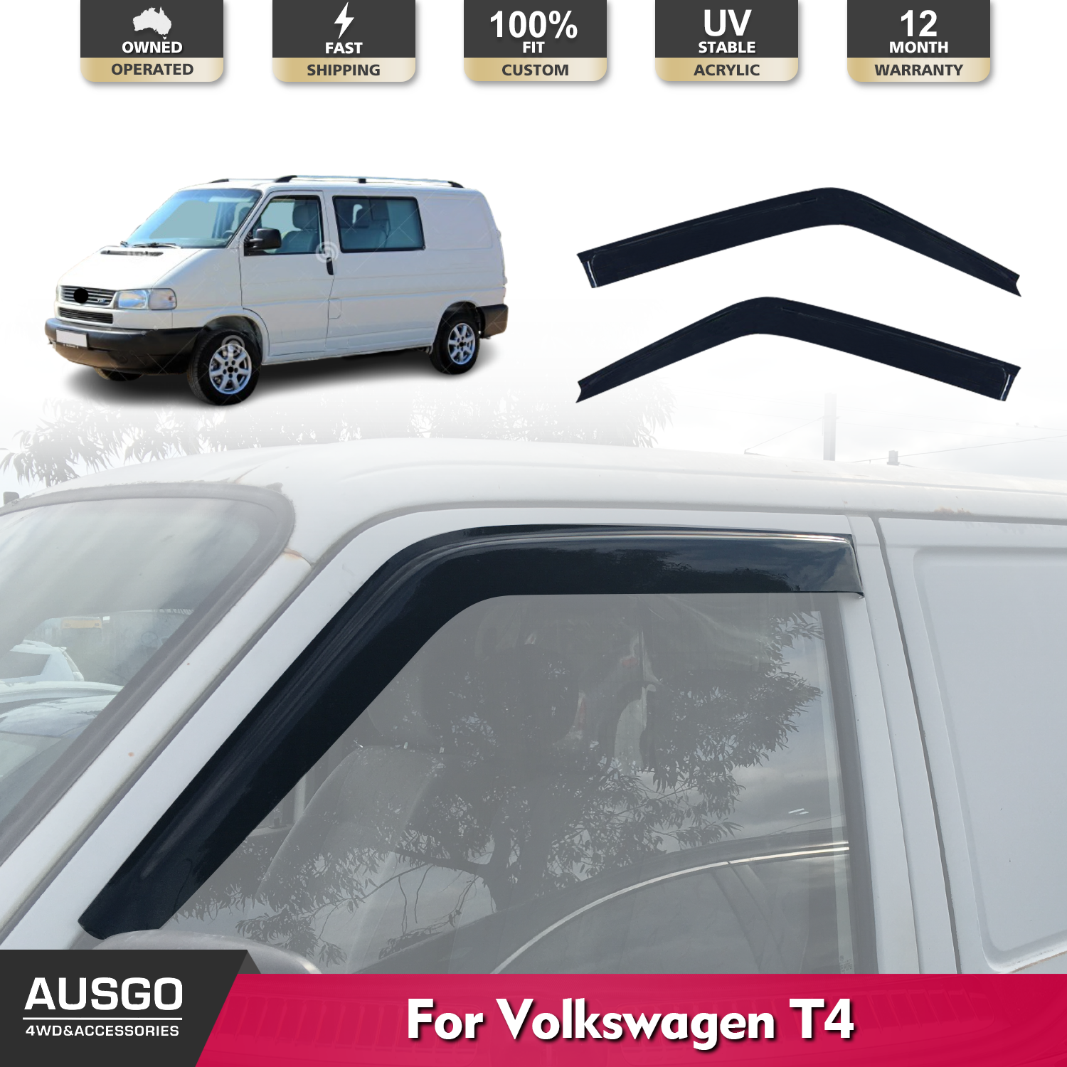 Volkswagen Transporter T4 Weather Shields (1993-2004) | Durable Wind & Rain Protection | Perfect for Camping & Road Trips