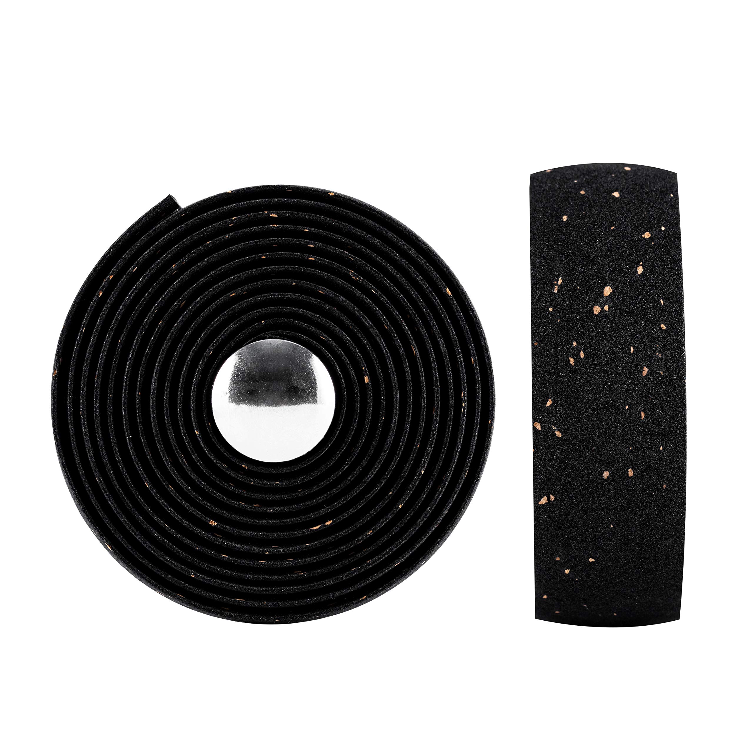 Premium Cork & EVA Bike Handlebar Tape - 2 Rolls Black | Non-Slip Cycling Handlebar Wraps for Road Bikes | Comfortable Grip for Long Distance Riding & Commuting