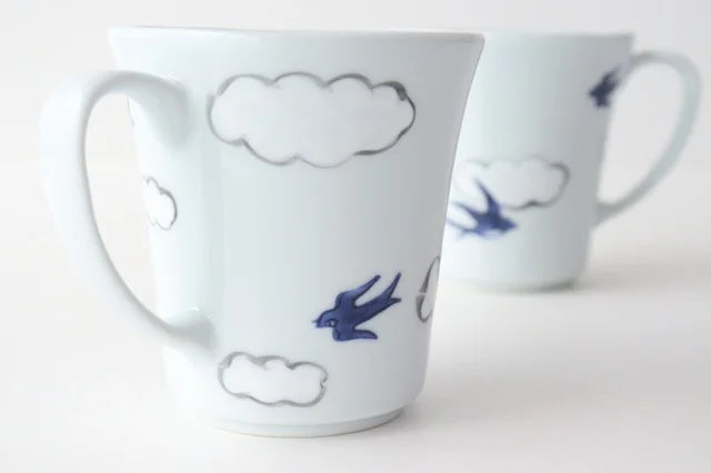 Arita Yaki Japanese Ceramic Tea & Coffee Mug Cup with Swallow Design - Perfect for Home, Office, and Gift Giving