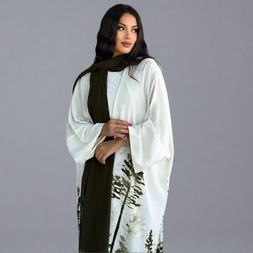 Stylish Tie-Dye Muslim Women's Cardigan Open Abaya Dress - Perfect for Prayer, Modest Fashion & Everyday Wear