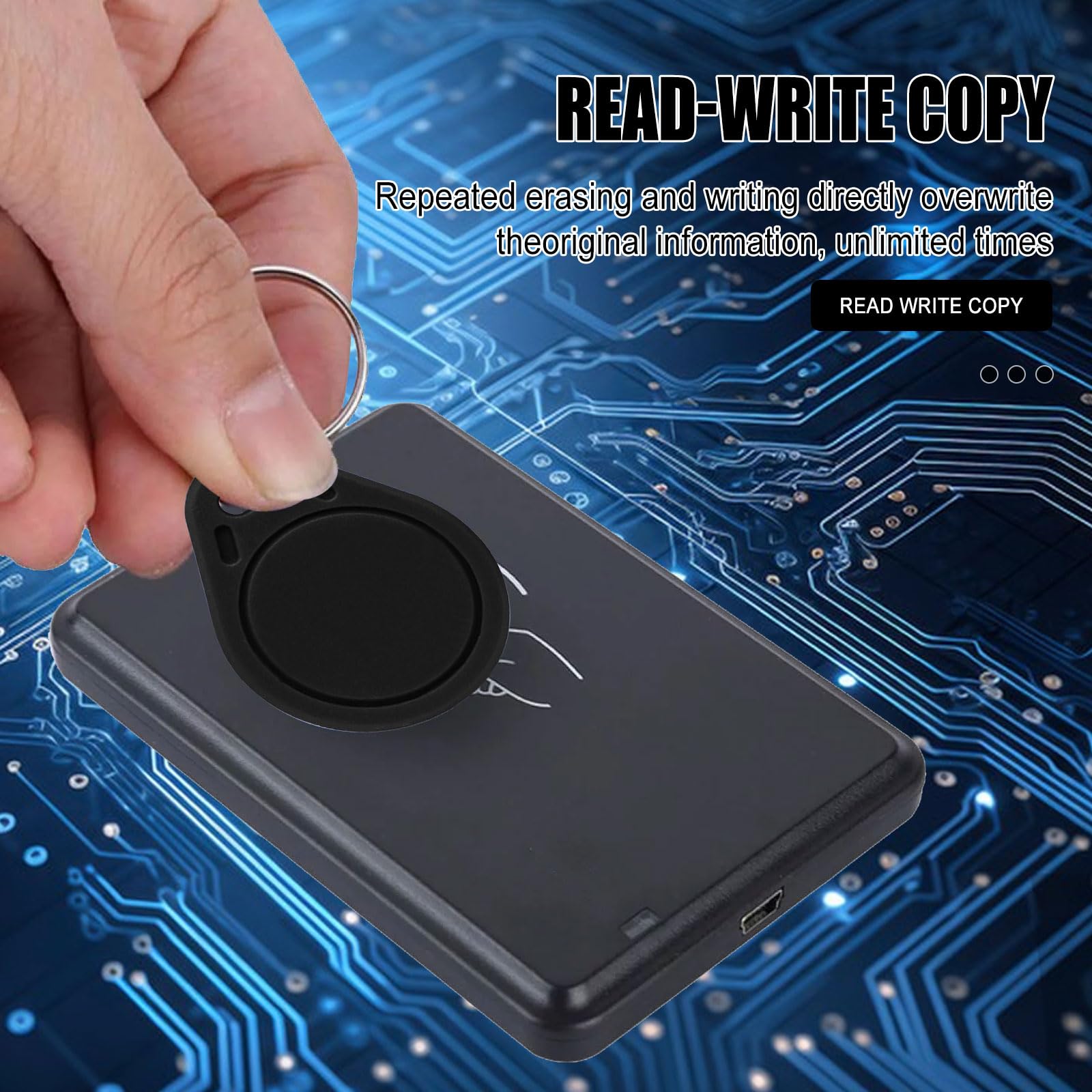 50Pcs 125kHz RFID Writable Rewritable T5577 Fob Tag - Key Fob Proximity ID Card Token for RFID Writer (Black) | Access Control, Security Systems, Time Attendance Tracking