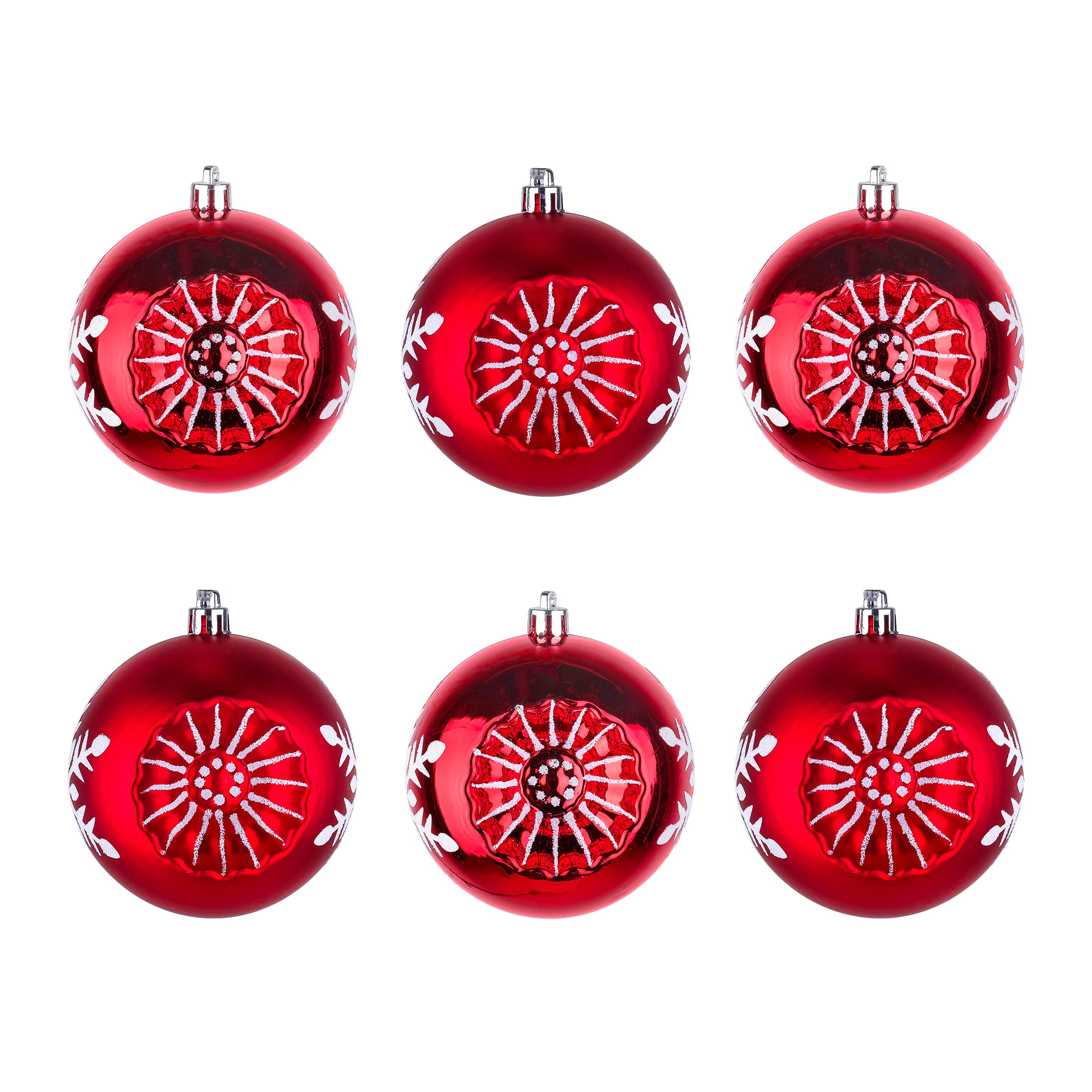 6 Piece Shatterproof Snowflake Christmas Tree Ornaments - Red Holiday Decor for Xmas Tree, Home, Office & Party Decoration