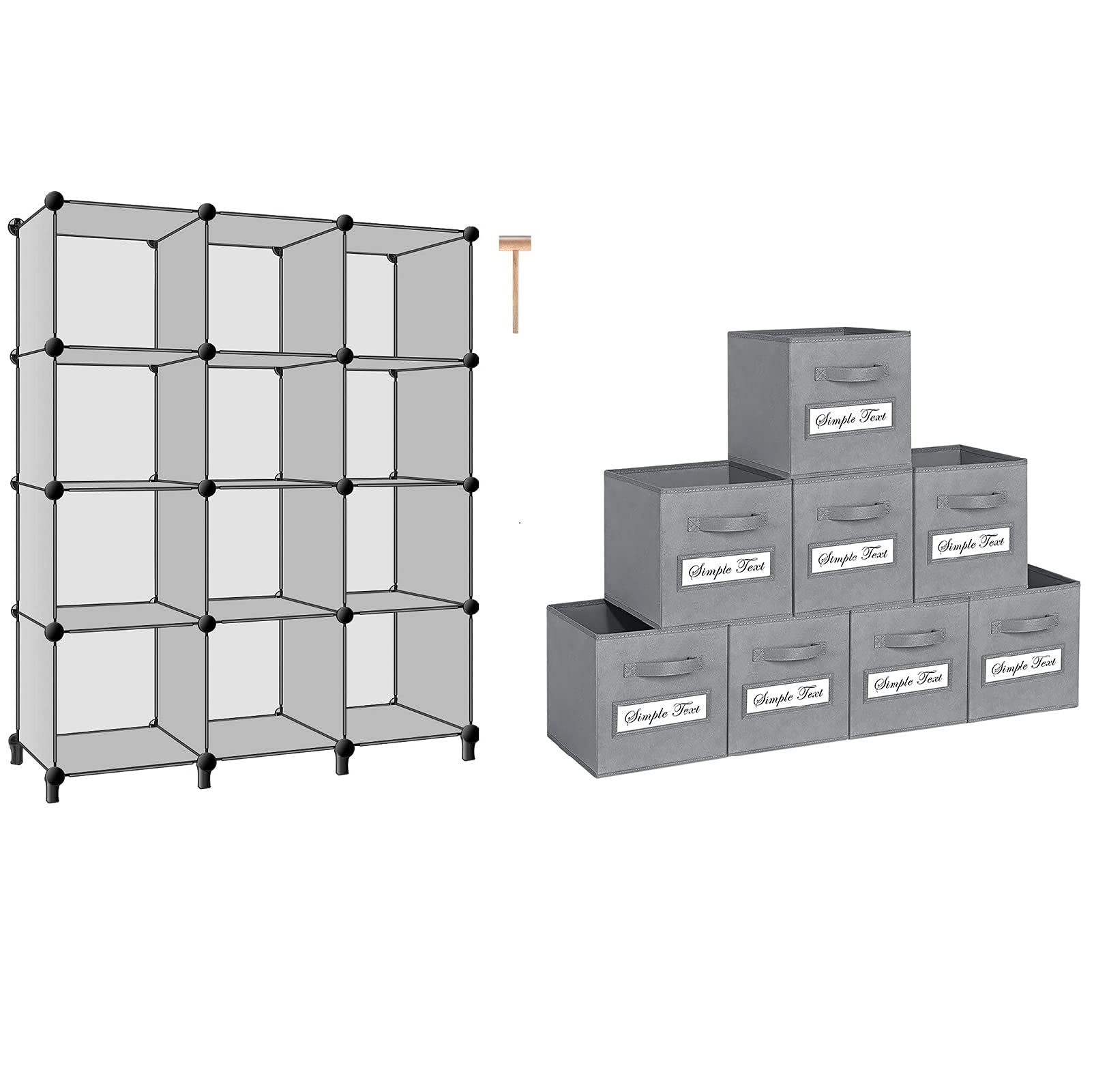 TomCare 12-Cube Closet Organizer & Bookshelf with 8 Storage Cubes - Perfect for Bedroom, Living Room, Office & Kids Room Organization