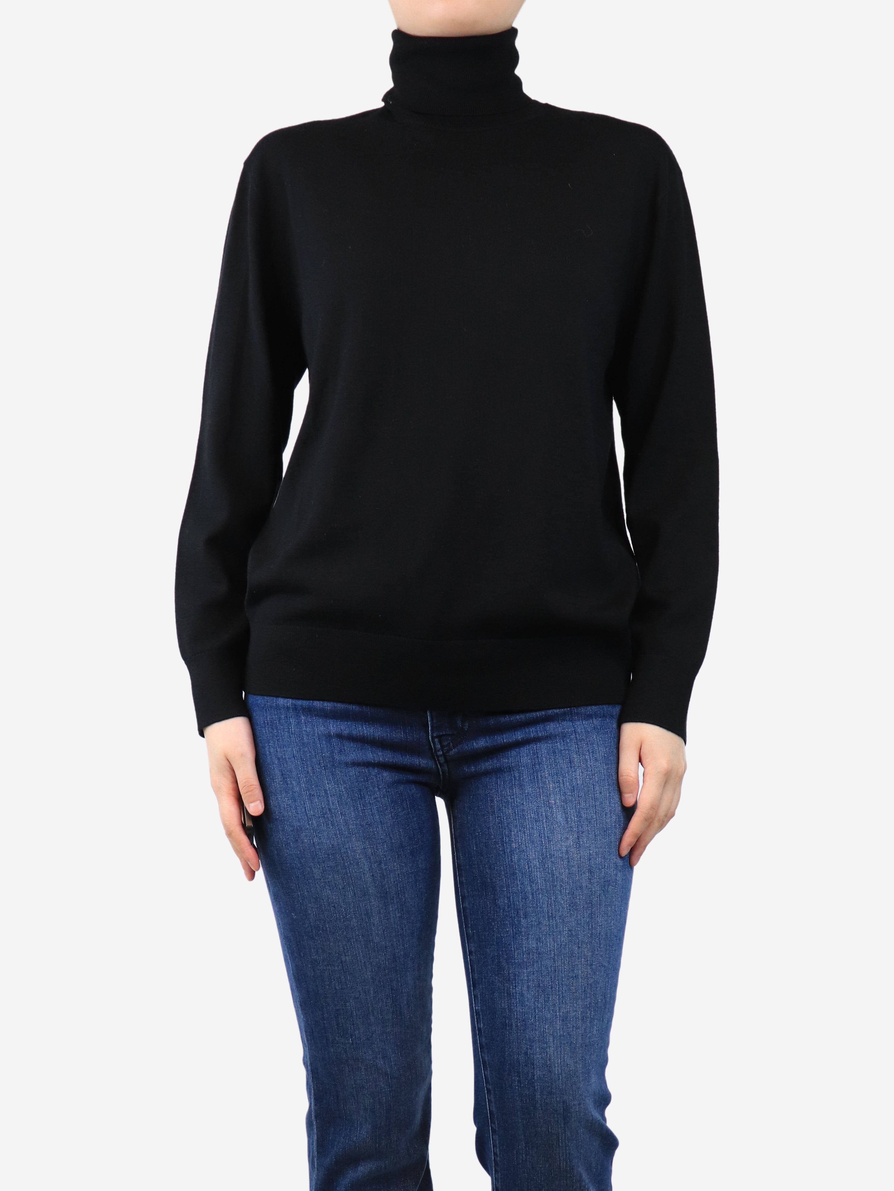 Black Roll Neck Sweater for Women & Men - Size M | Warm & Stylish Winter Pullover for Casual Outfits & Layering