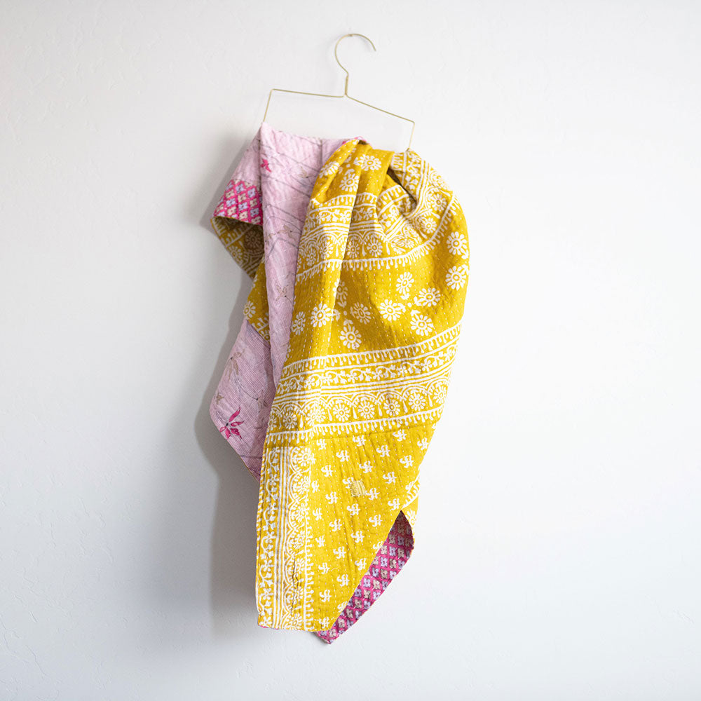 Soft Kantha Baby Blanket CB9087 - Handmade Cotton Swaddle Blanket for Newborns & Infants - Perfect for Nursery, Stroller, and Travel