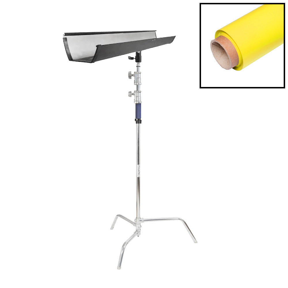 1.35x10m White Paper Backdrop with T-Bone Background Bracket & C-Stand - Professional Photography Studio Backdrop for Portraits, Product Shoots, and Video Production