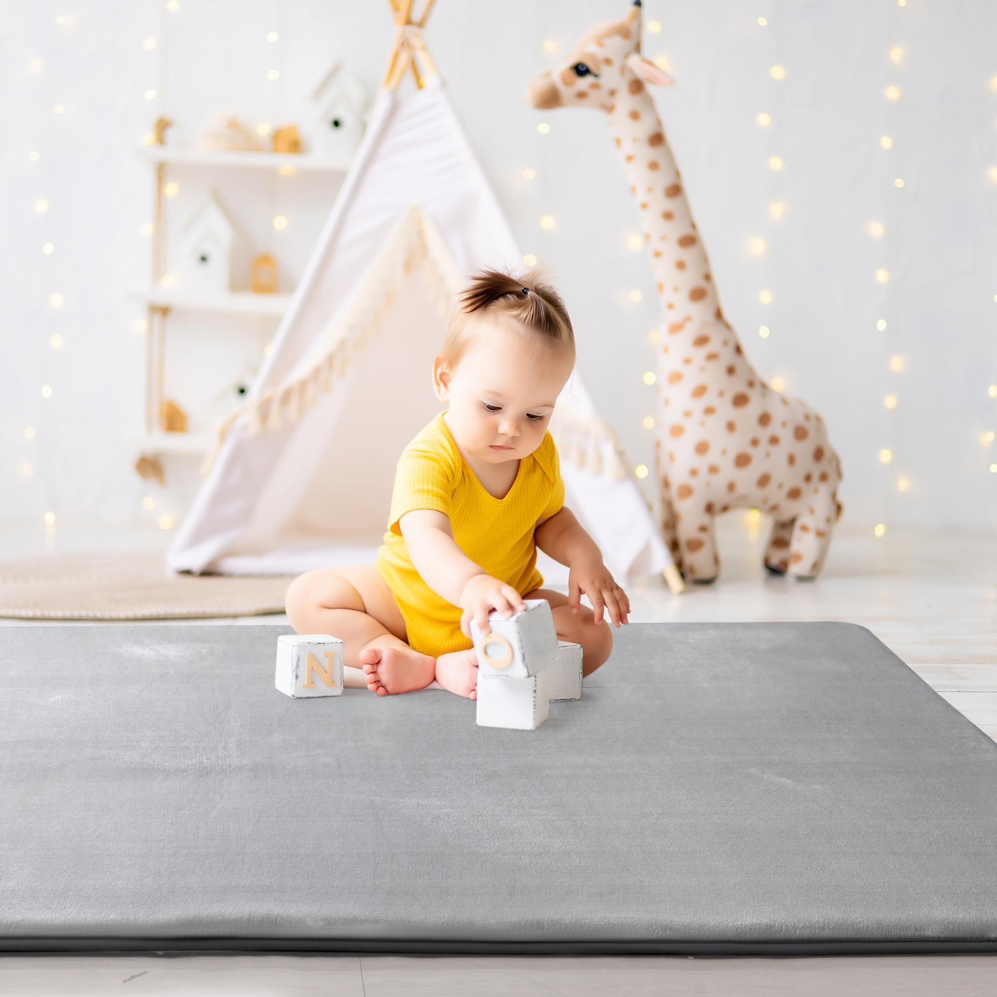 HOMBYS 50x50 Inch Thick Memory Foam Play Mat for Babies - 0.8