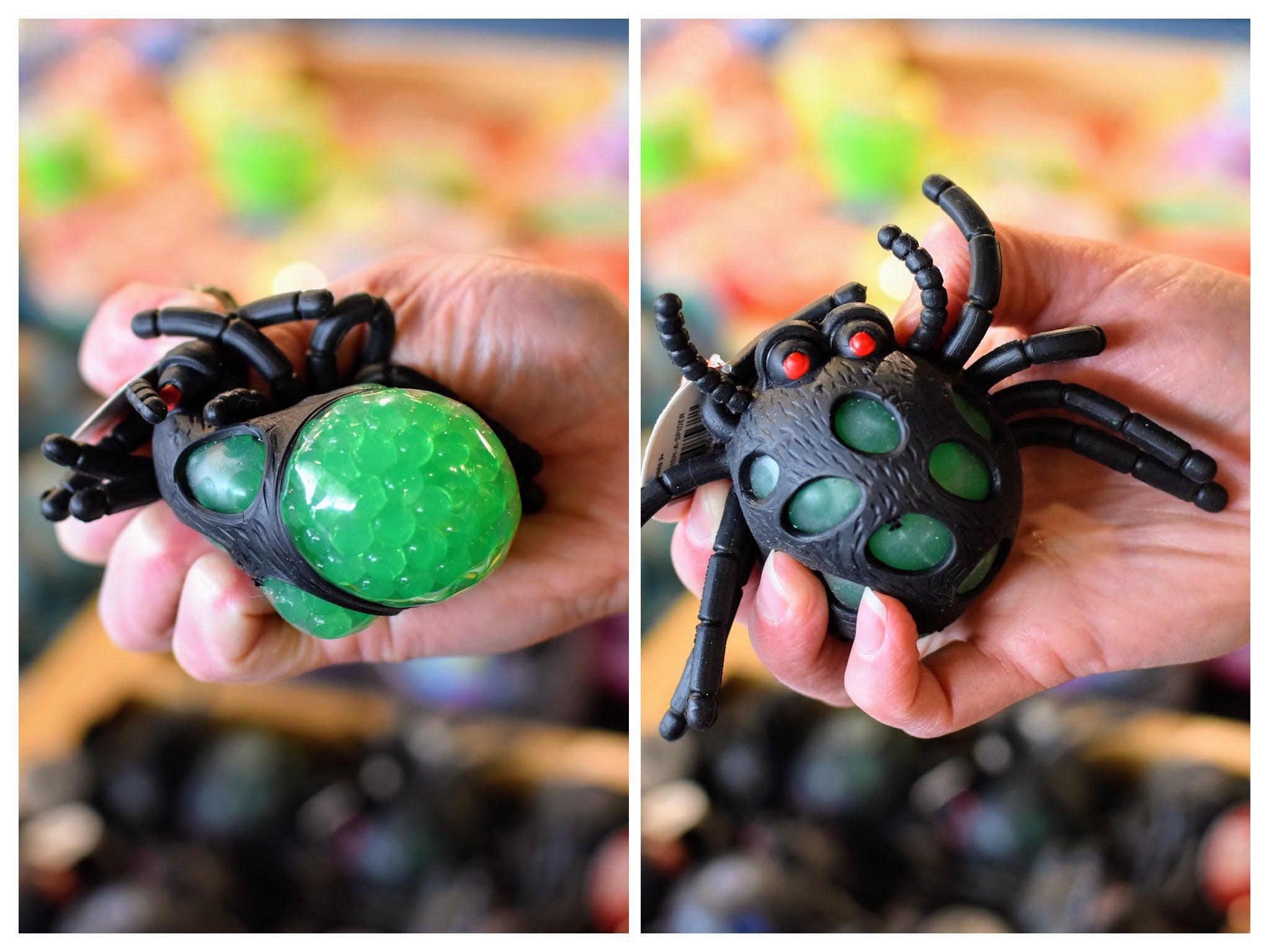 Black Gel Orb Filled Squishy Spider Sensory Toy - Stress Relief & Anxiety Fidget Toy for Kids & Adults - Perfect for Autism, ADHD, Office & Classroom Use